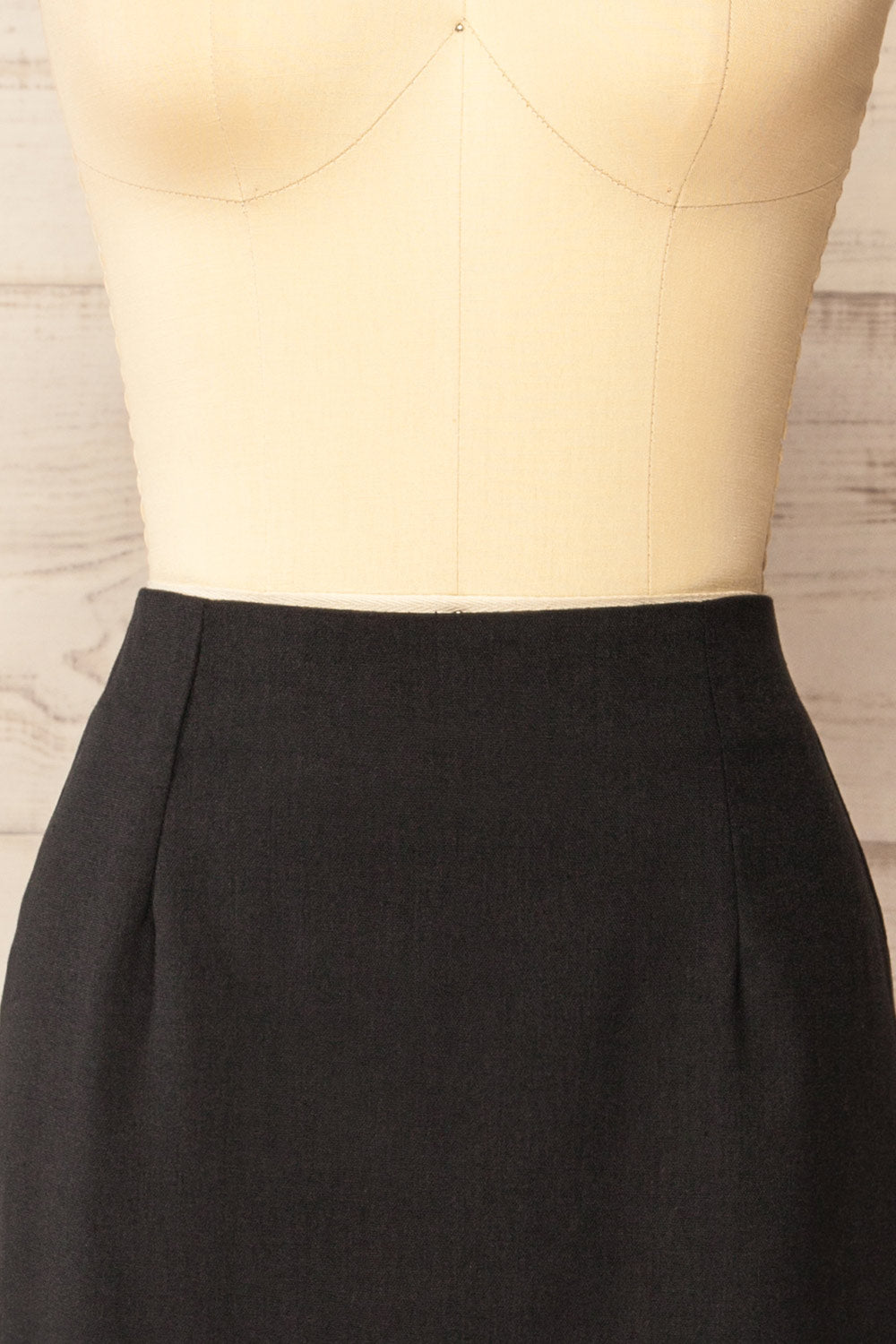 Kalissa Black Midi Skirt w/ Scalloped Hem | La petite garçonne front