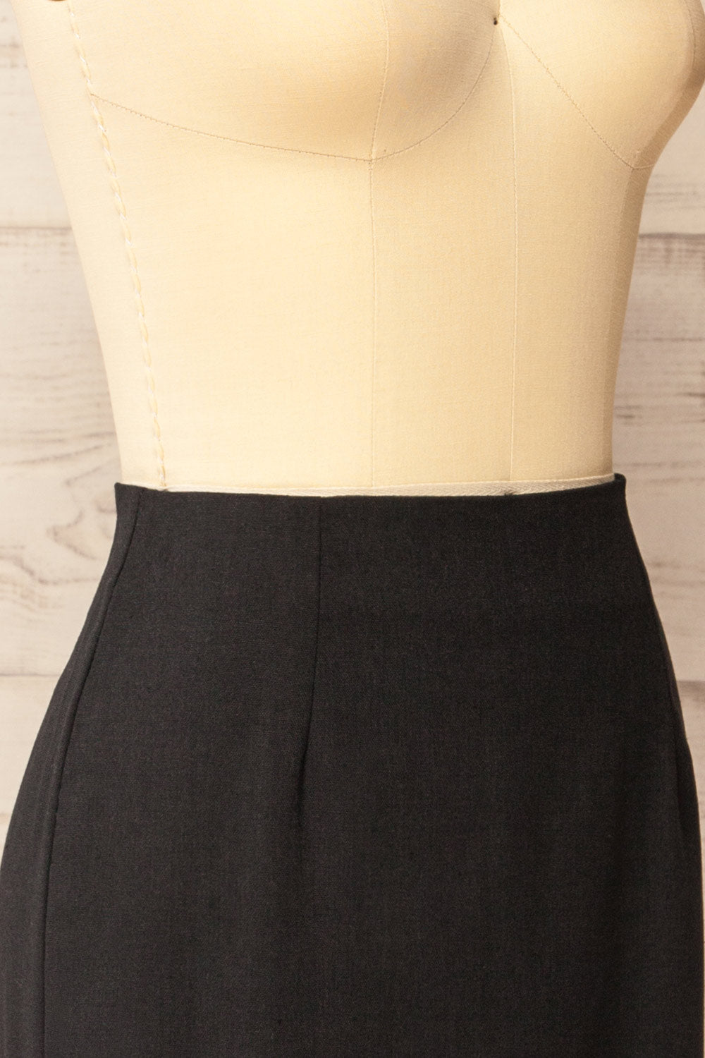 Kalissa Black Midi Skirt w/ Scalloped Hem | La petite garçonne side