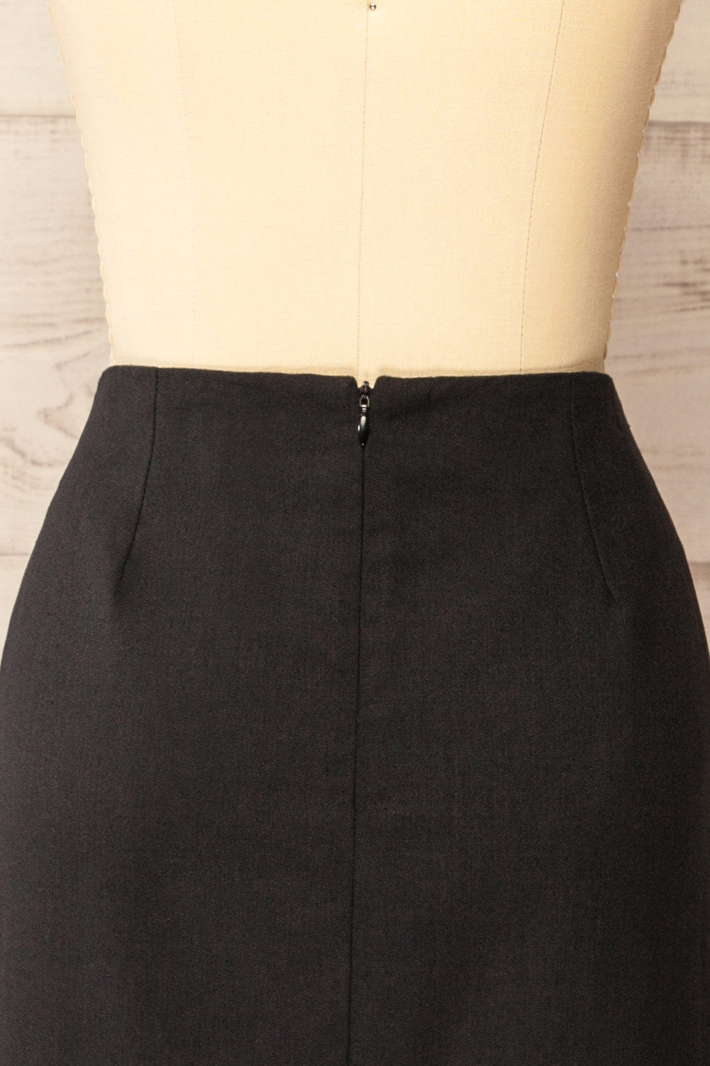 Kalissa Black Midi Skirt w/ Scalloped Hem | La petite garçonne back