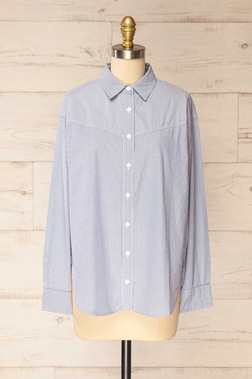 Kameiros Oversized Striped Button-Up Shirt | La petite garçonne front view