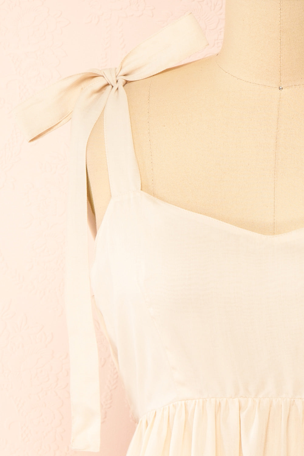 Kamet Beige Babydoll Dress w/ Bow Straps | Boutique 1861 front