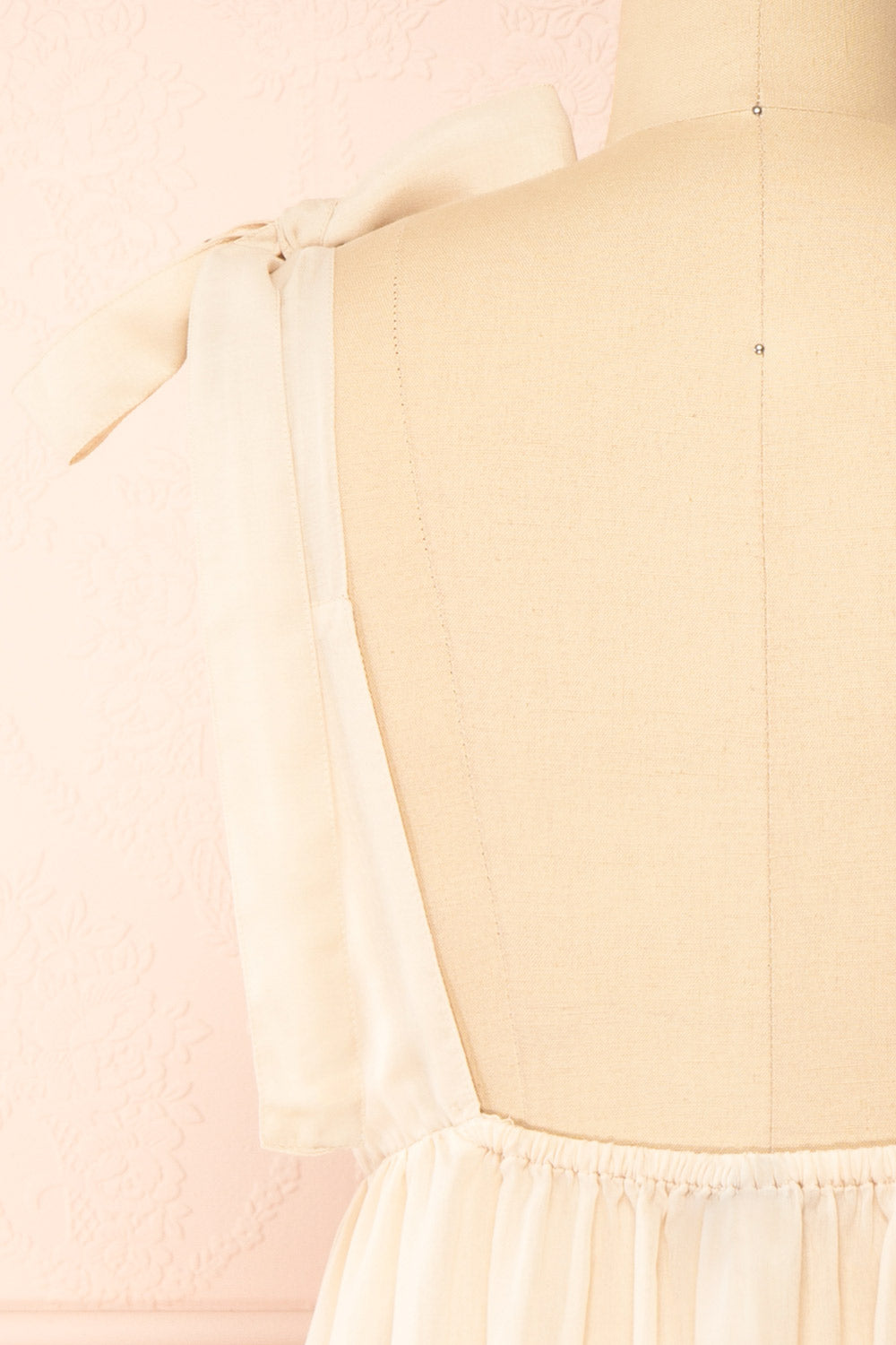 Kamet Beige Babydoll Dress w/ Bow Straps | Boutique 1861 back