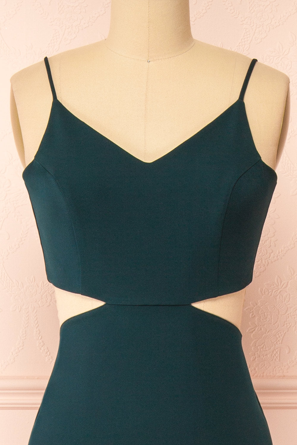 Kamilla Green Maxi Mermaid Dress w/ Cut-Outs | La petite garçonne front