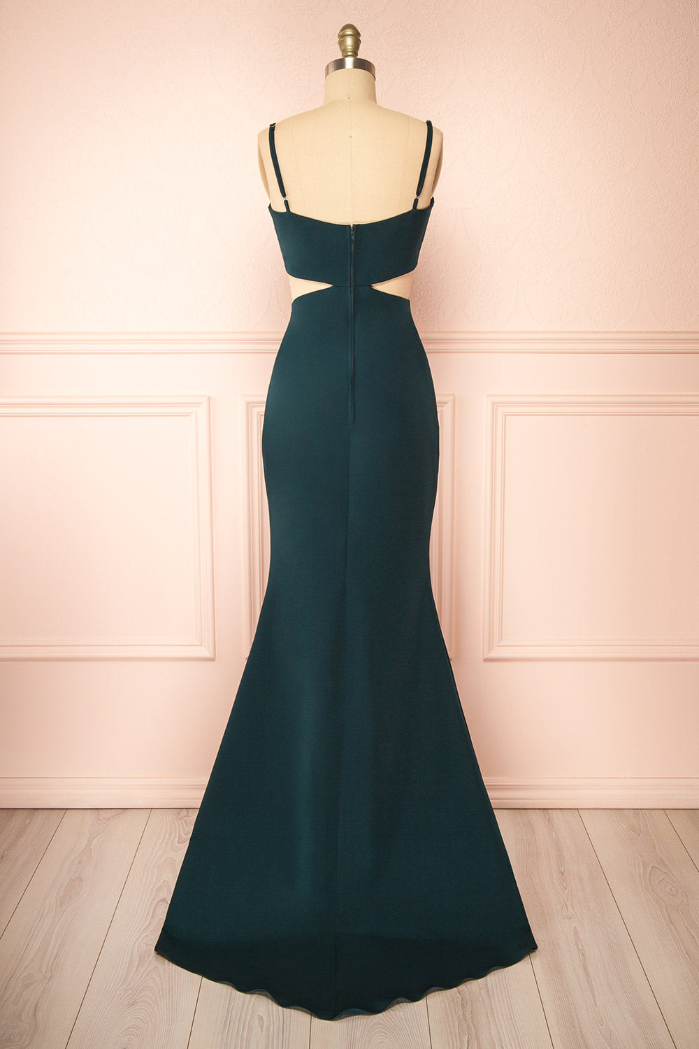 Kamilla Green Maxi Mermaid Dress w/ Cut-Outs | La petite garçonne back view