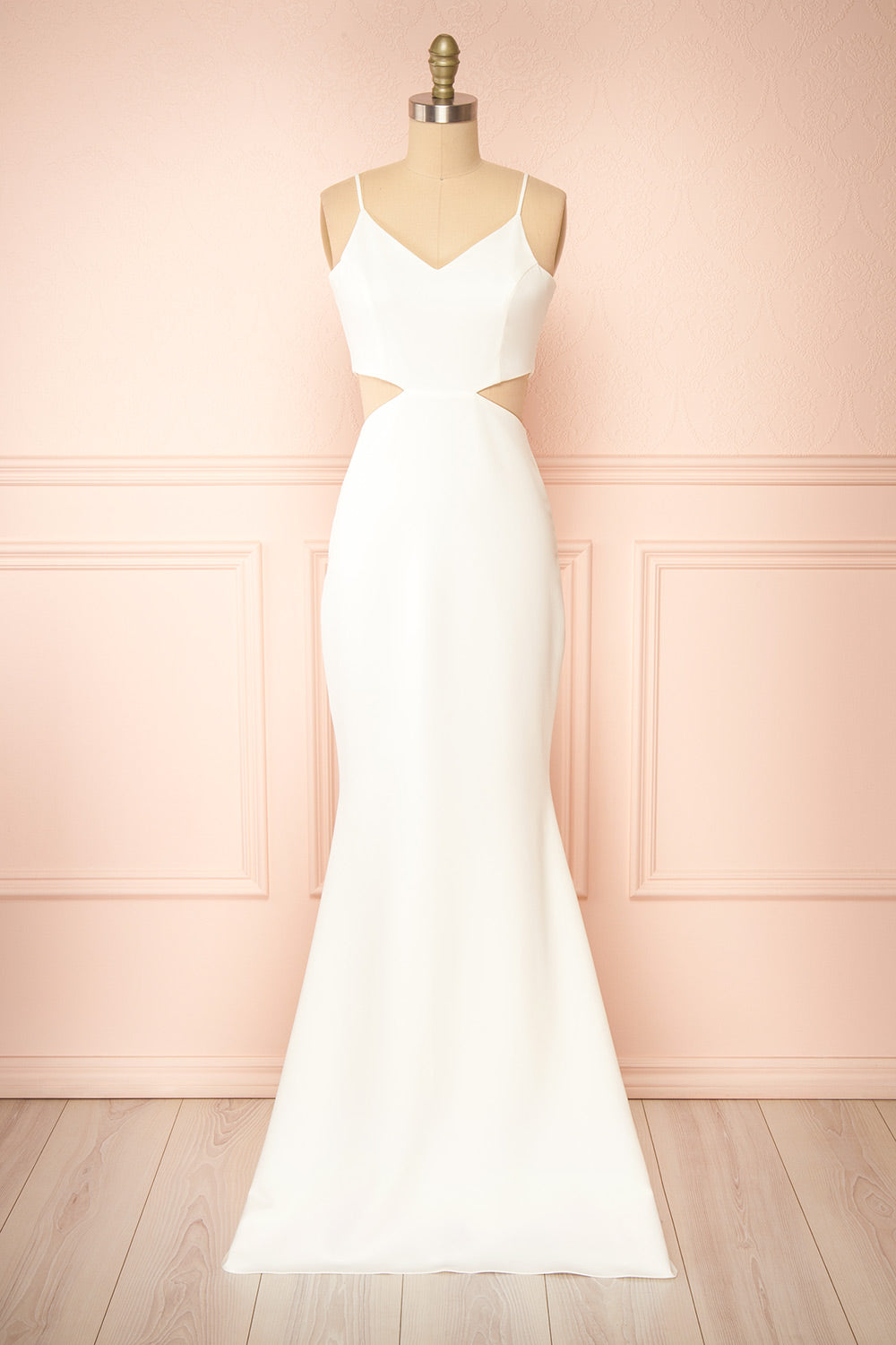 Kamilla Ivory Mermaid Maxi Dress w/ Cut-Outs | Boudoir 1861 front view