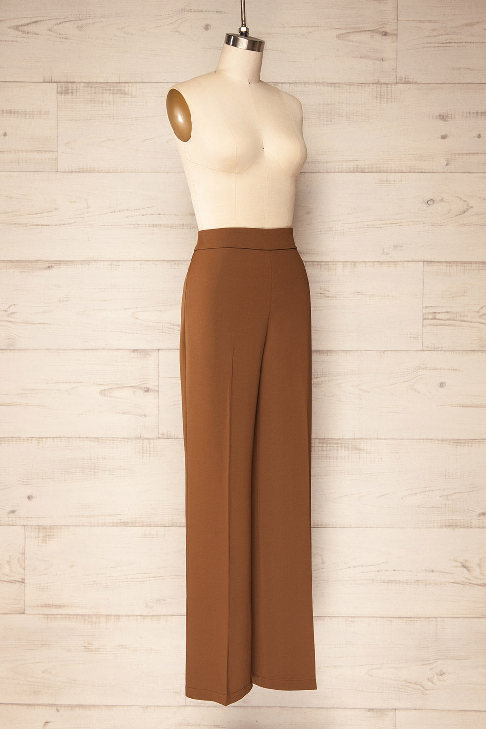 Kampala Brown High-Waisted Wide-Leg Pants | La petite garçonne side view