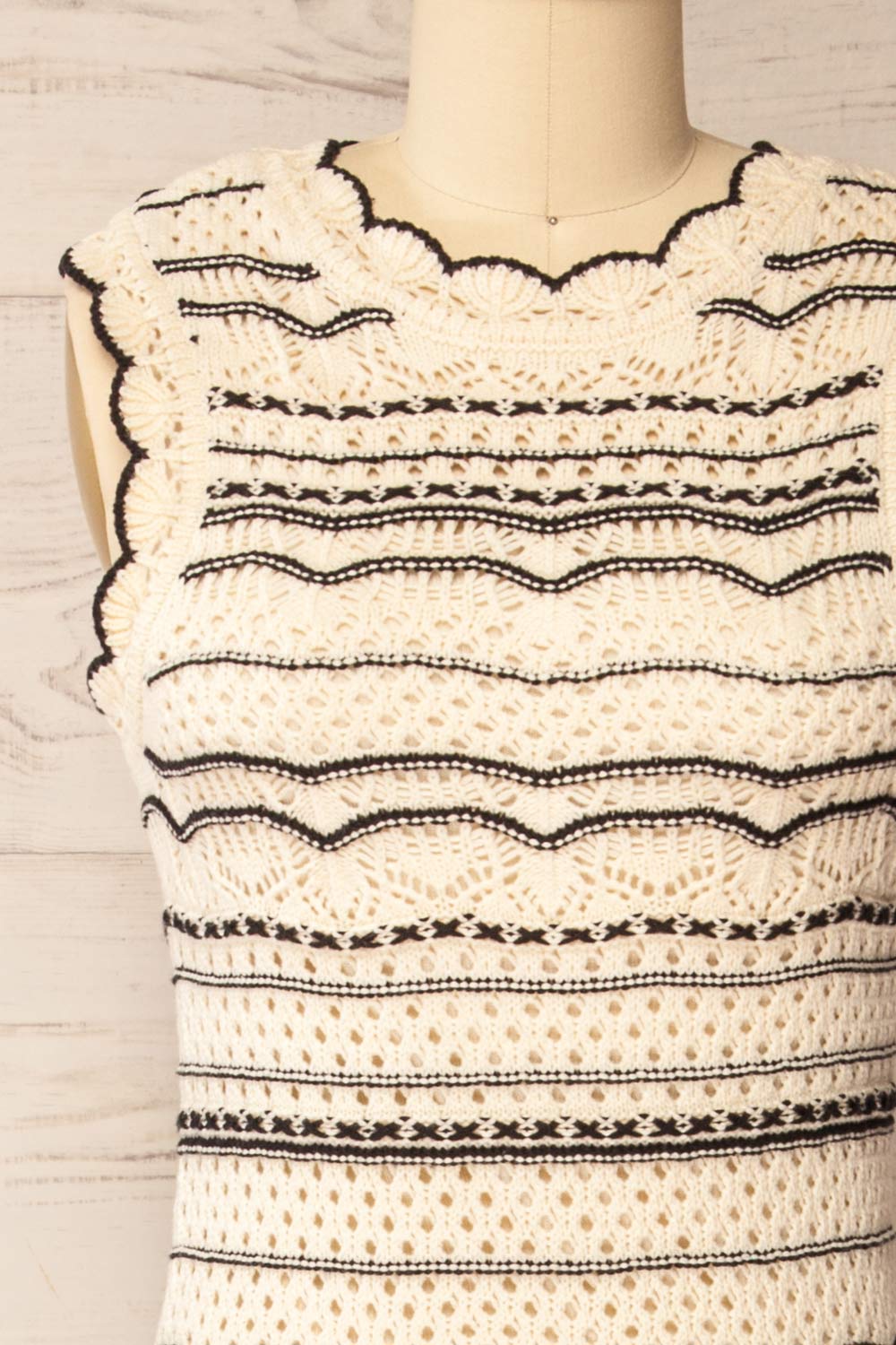 Kande Long Fitted Striped Crochet Dress | La petite garçonne front