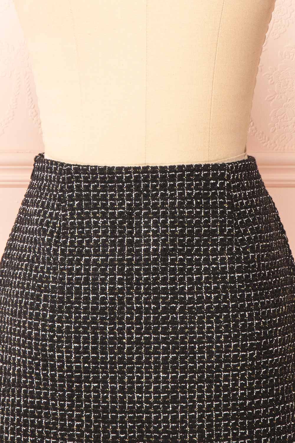 Kannon Short A-Line Black Tweed Skirt | Boutique 1861 back view