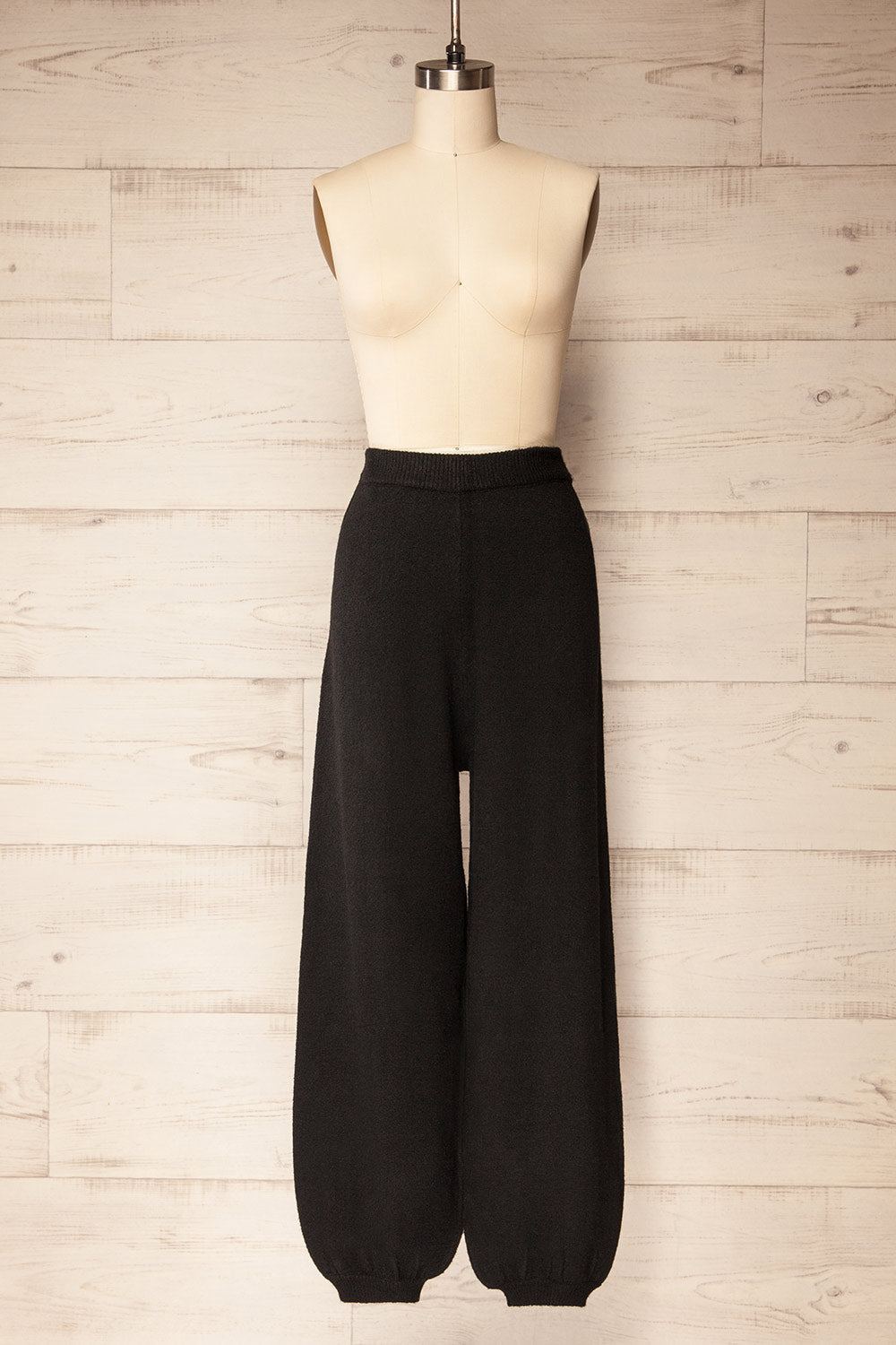 Kano Black Knitted Set with Scarf | La petite garçonne pants view