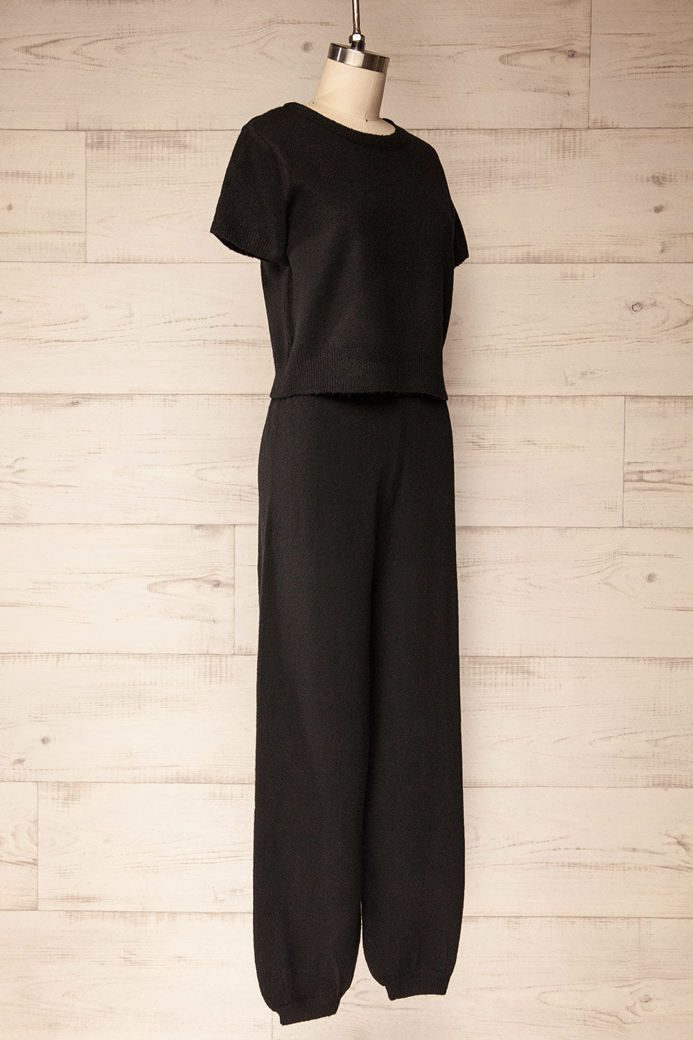 Kano Black Knitted Set with Scarf | La petite garçonne side