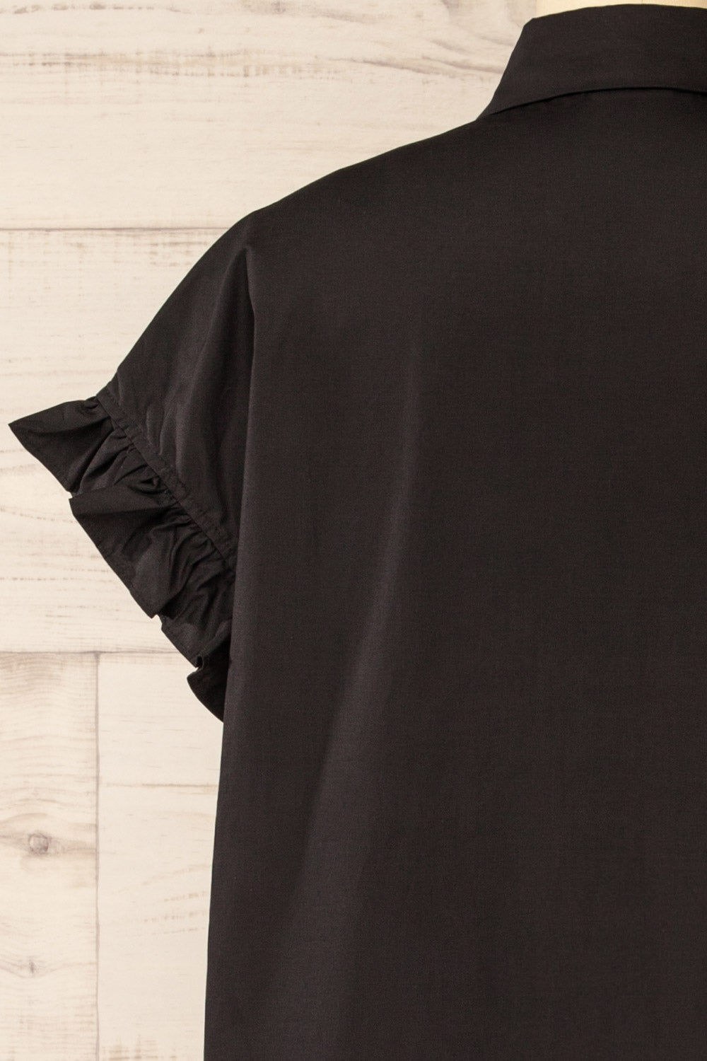 Kanso Black Short Shirt Dress w/ Ruched Details | La petite garçonne back