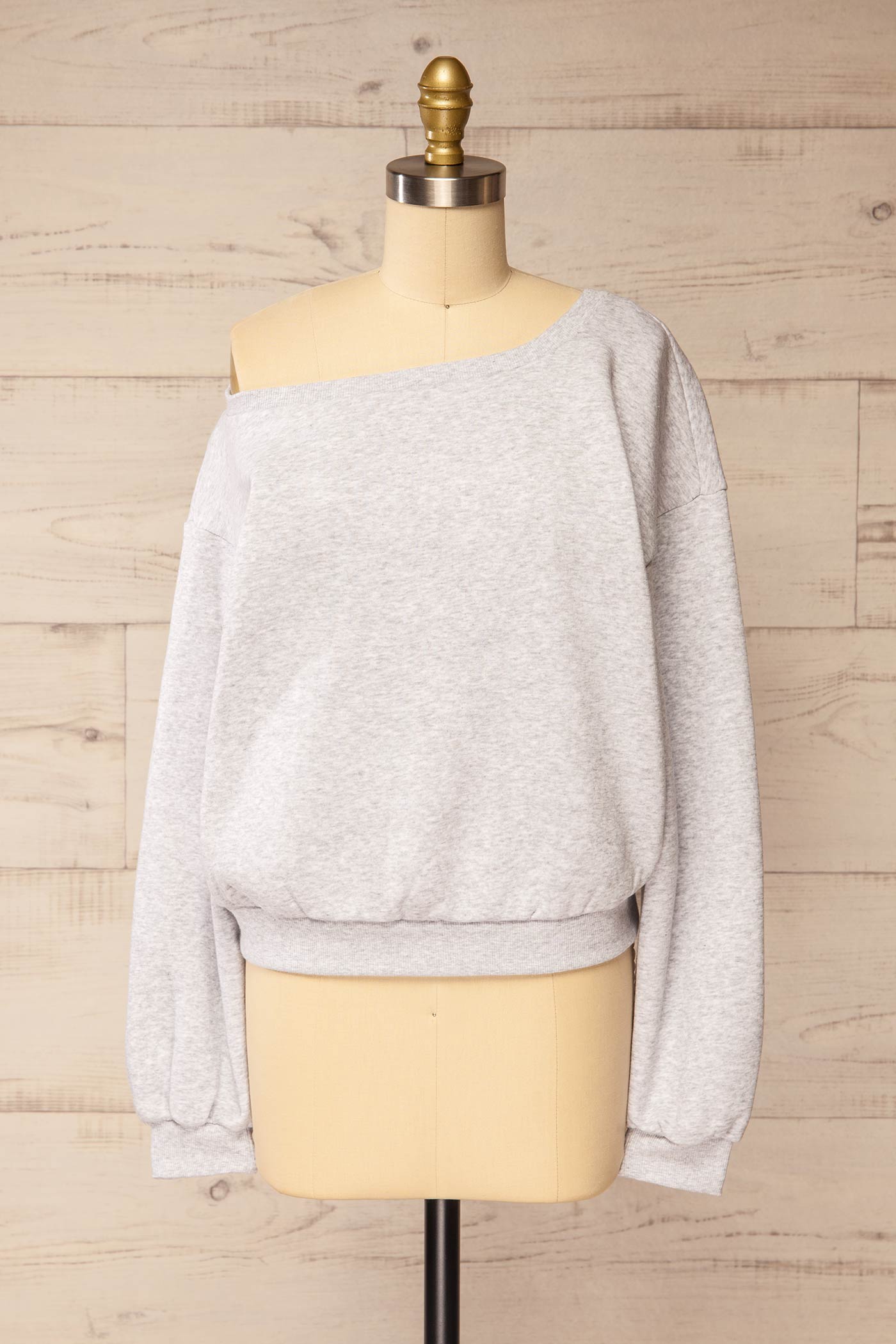 front view of Karaikal Off-the-Shoulder Grey Sweatshirt at La petite garçonne
