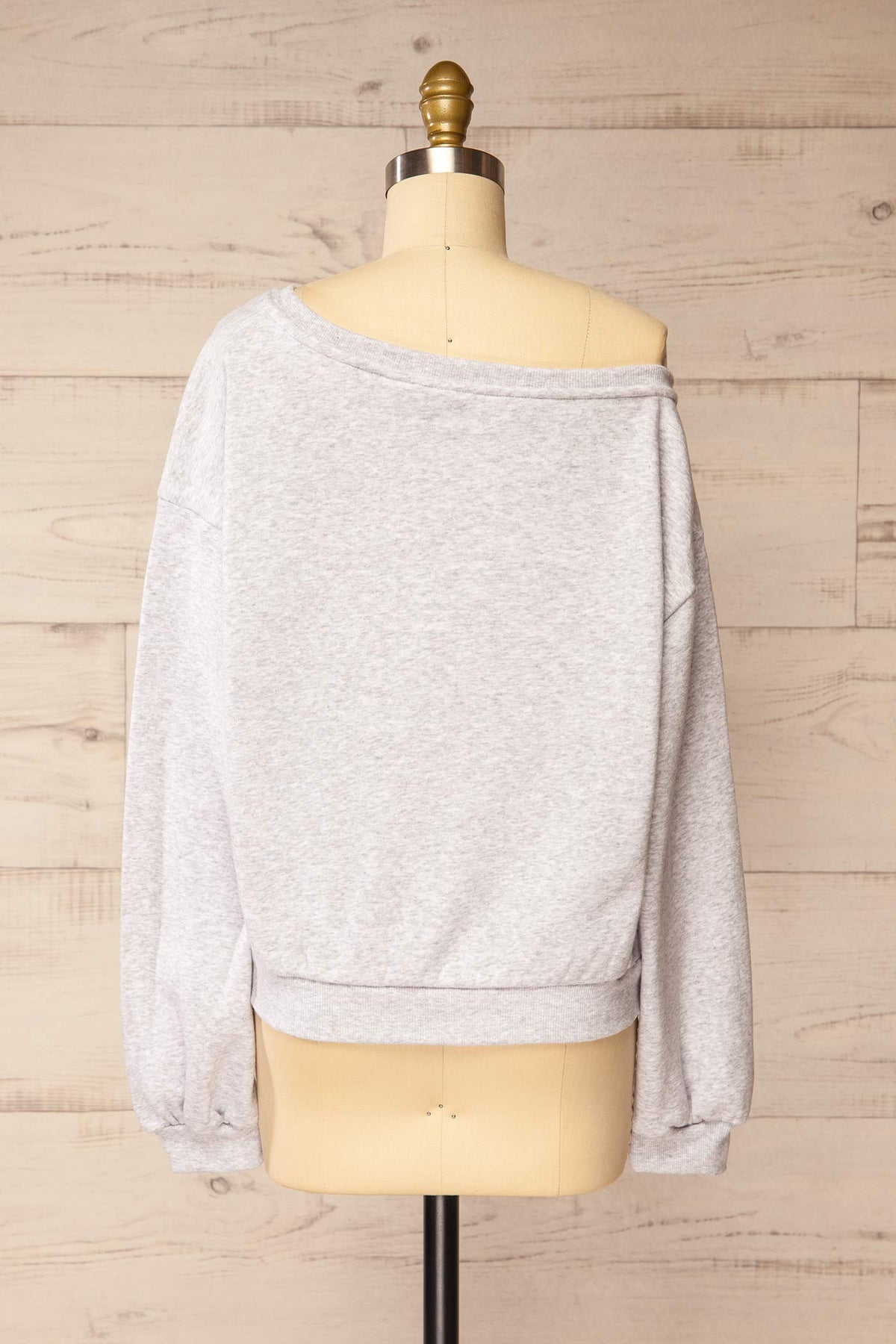 back view of Karaikal Off-the-Shoulder Grey Sweatshirt at La petite garçonne