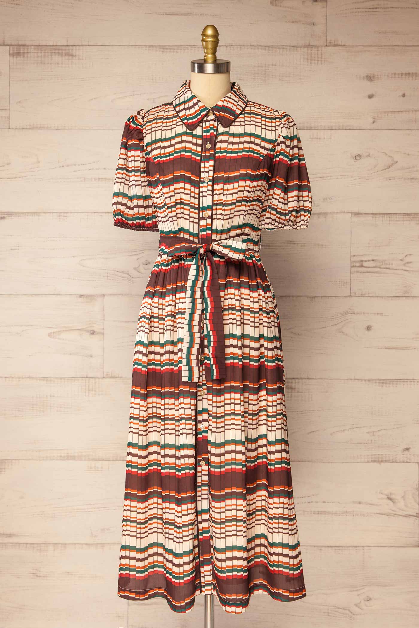 front view of Karson Midi Dress with Geometric Print at La petite garçonne