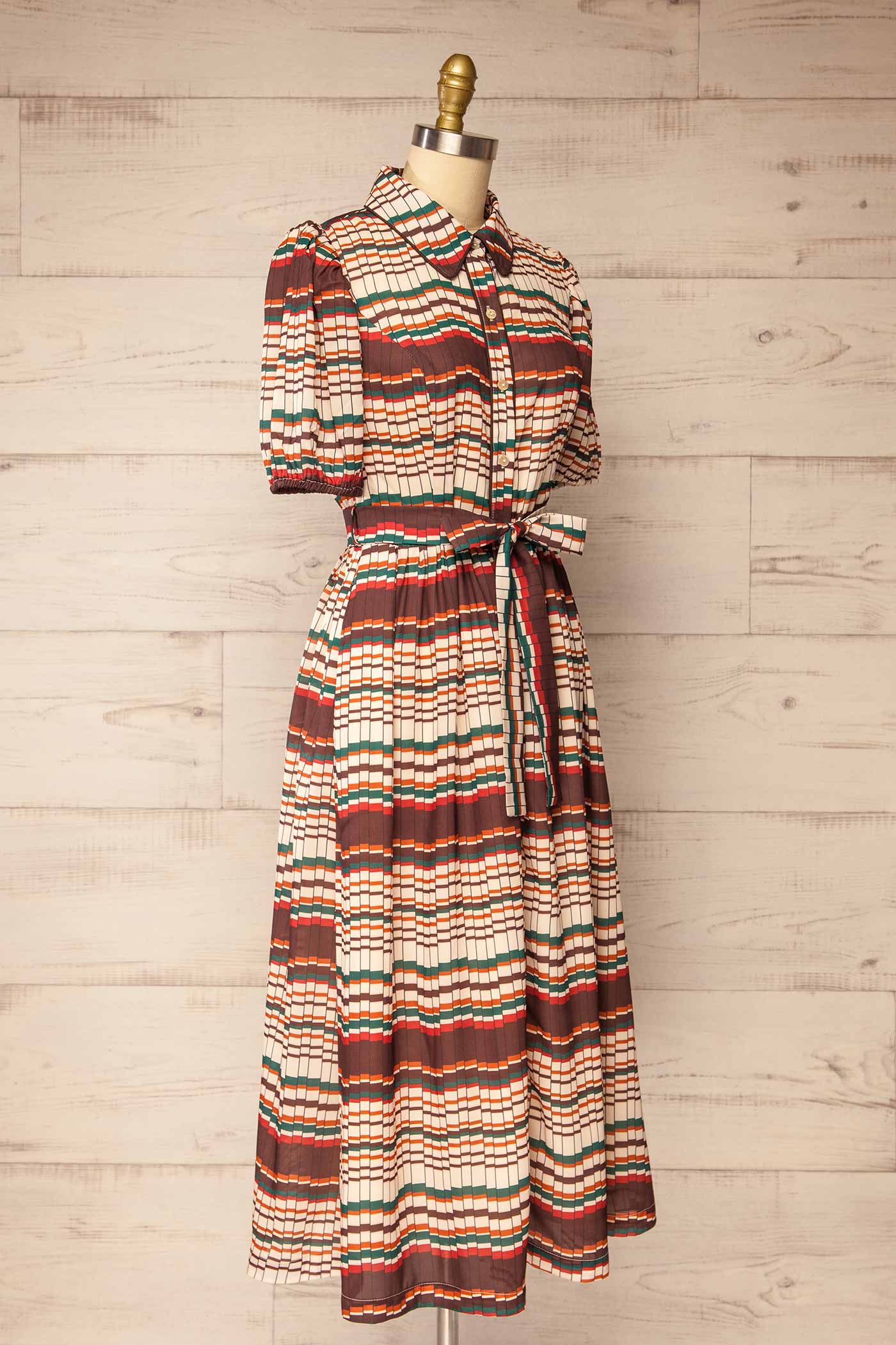 side view of Karson Midi Dress with Geometric Print at La petite garçonne