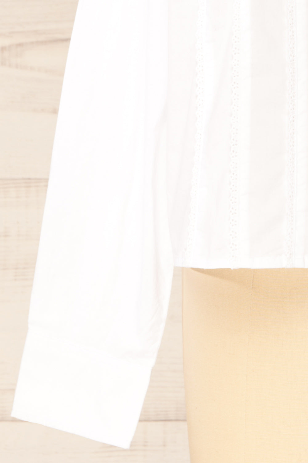 Kasoa White Shirt with Floral Lace | La petite garçonne sleeve
