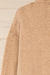 Kastamonu Beige Herringbone Knit Long Cardigan | La petite garçonne back close-up
