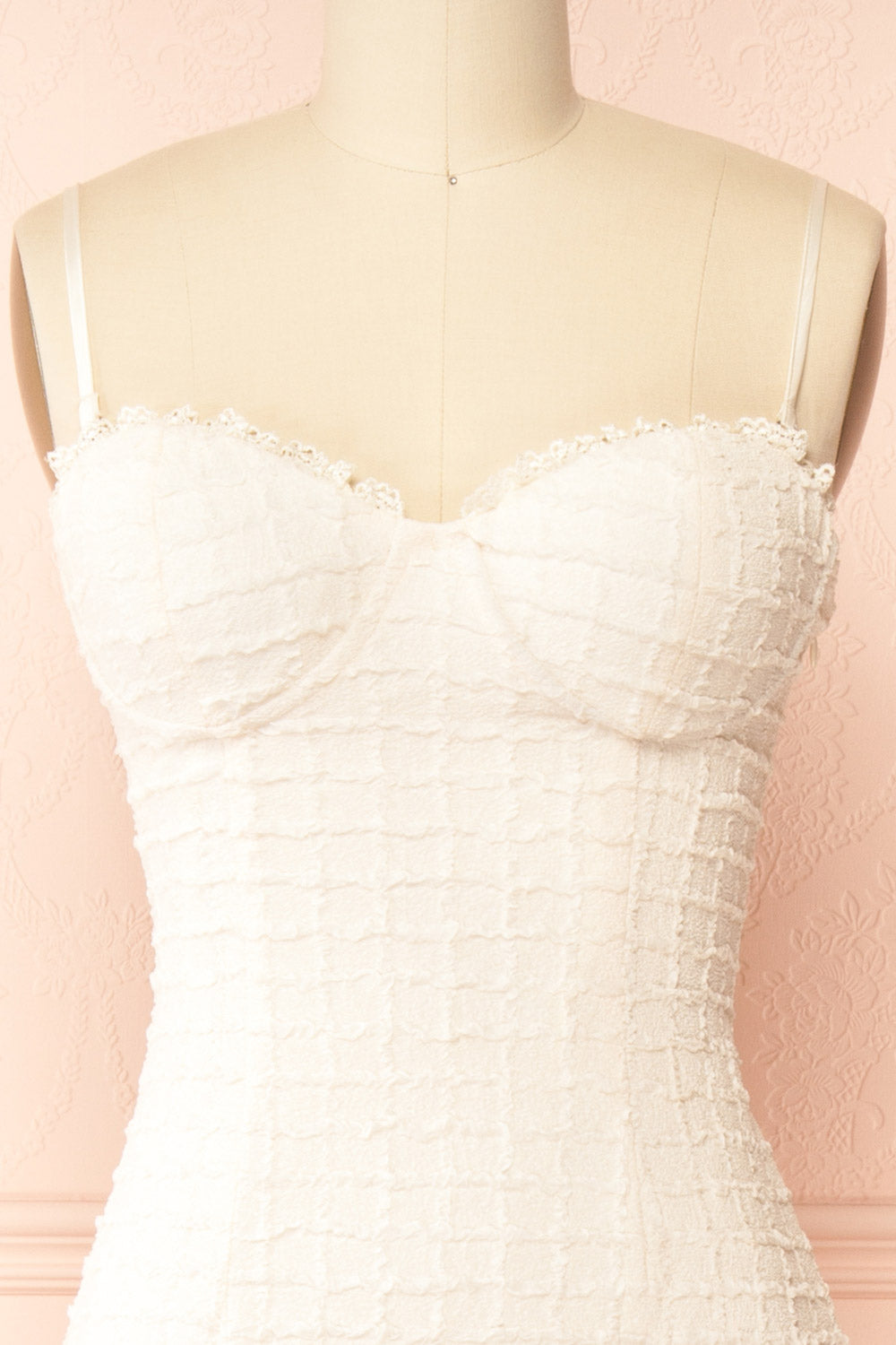 Kathia Ivory Long Textured Fitted Dress | Boutique 1861 front