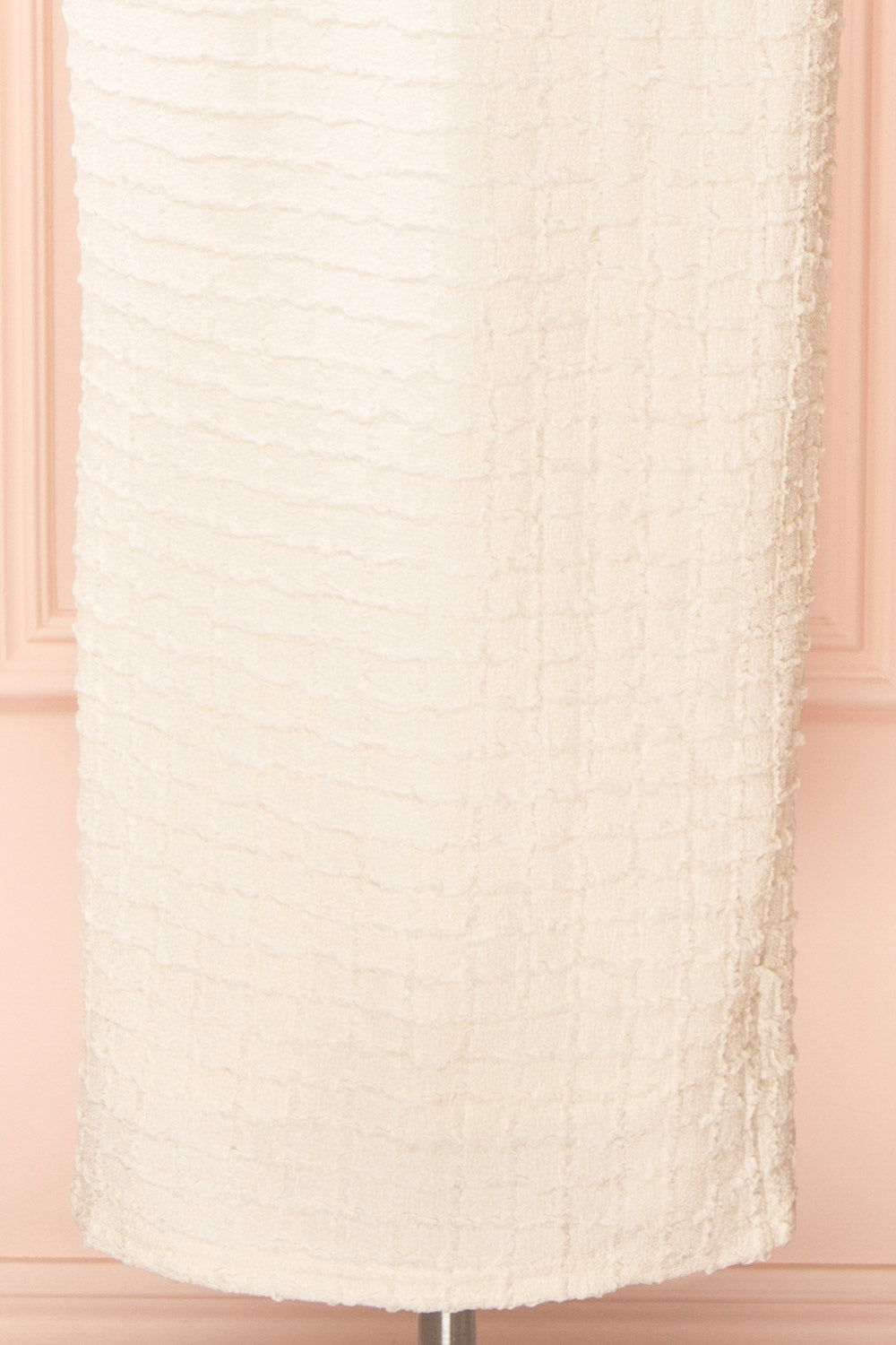 Kathia Ivory Long Textured Fitted Dress | Boutique 1861 bottom