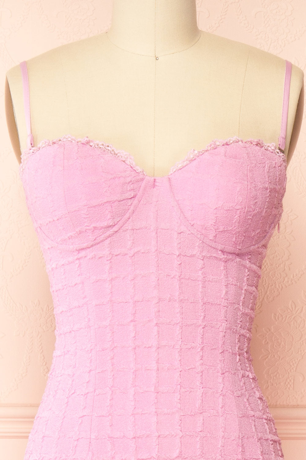 Kathia Pink Long Textured Fitted Dress | Boutique 1861 front