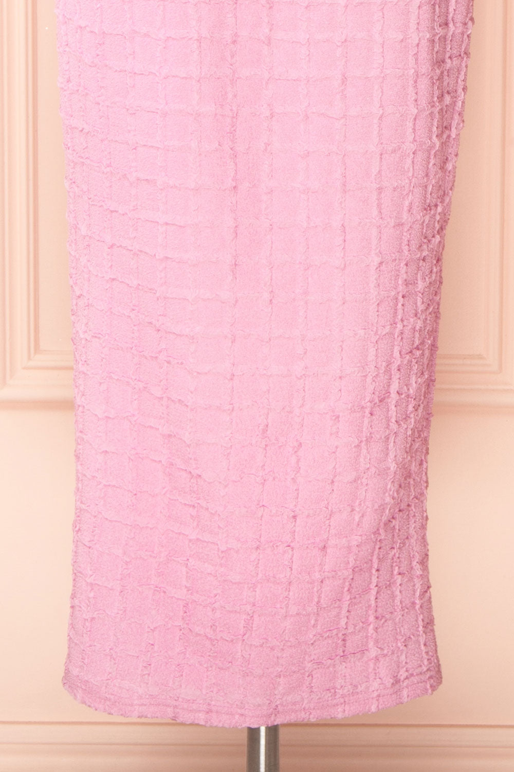 Kathia Pink Long Textured Fitted Dress | Boutique 1861 bottom