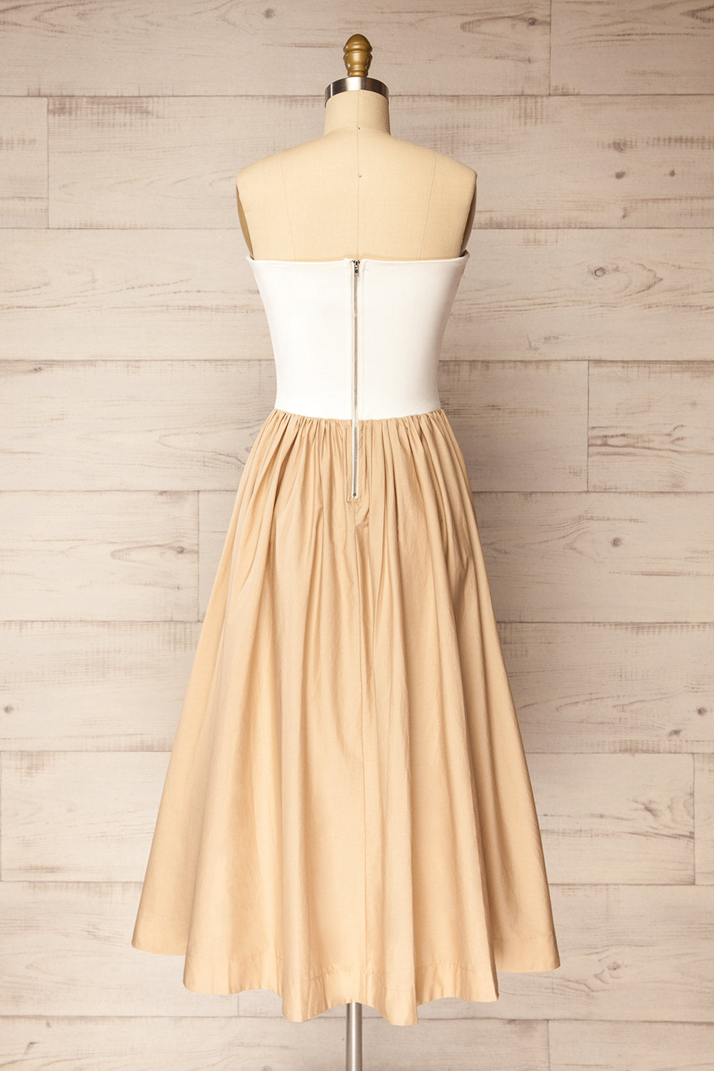 Kavre | Strapless Midi Two-Color Dress with Pockets