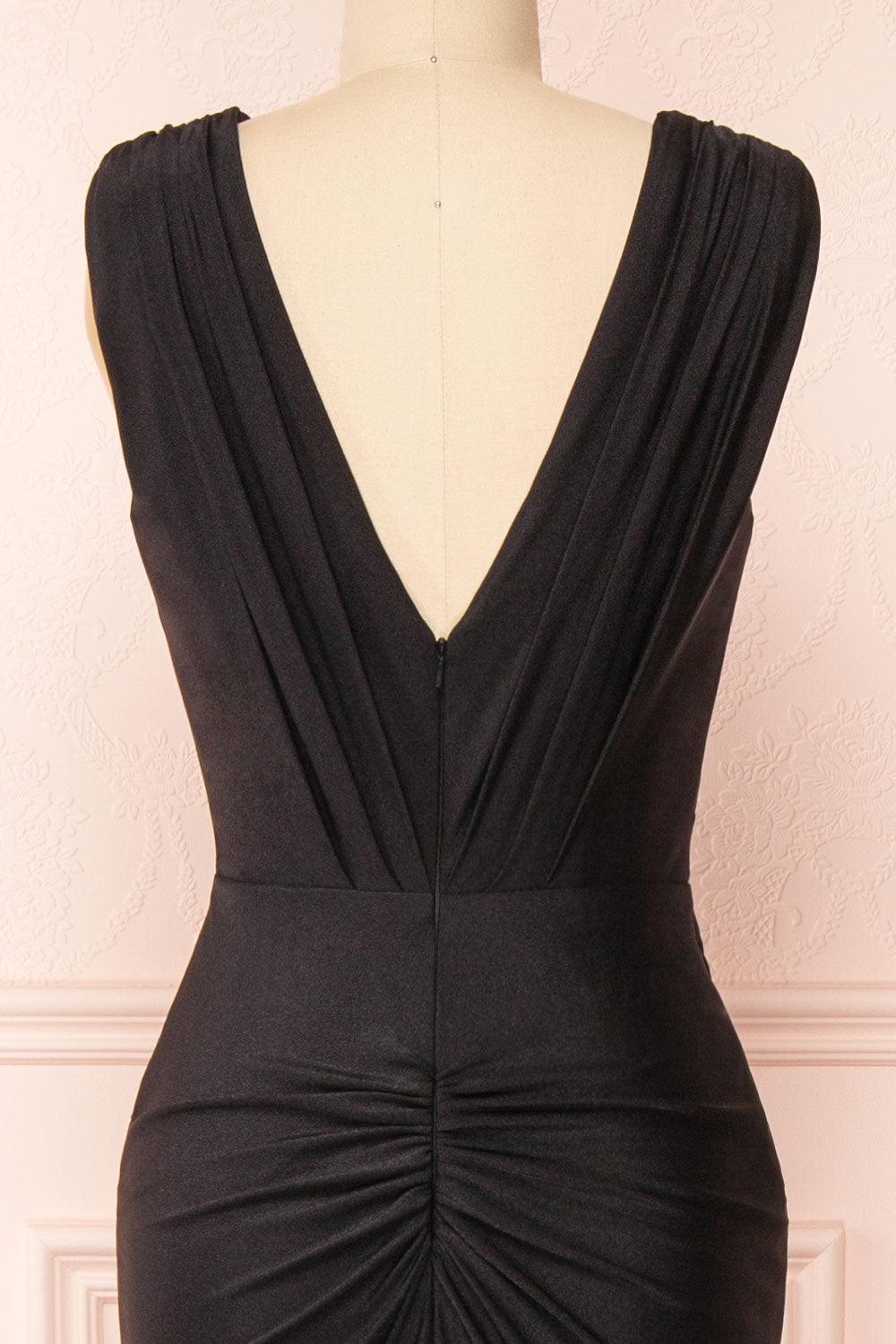 Kaya Black Draped Mermaid Gown | Boudoir 1861 back close-up