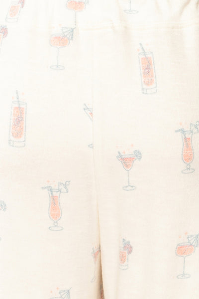 Keegan Ivory Pyjama Joggers w/ Cocktail Print | La petite garçonne fabric