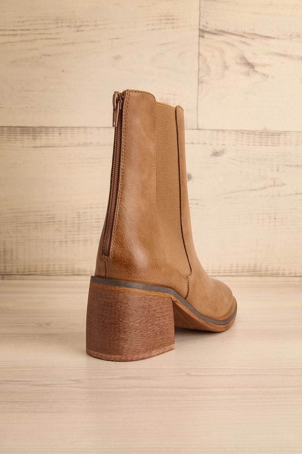 Kelso Caramel Platform Heeled Boots | La petite garçonne back view