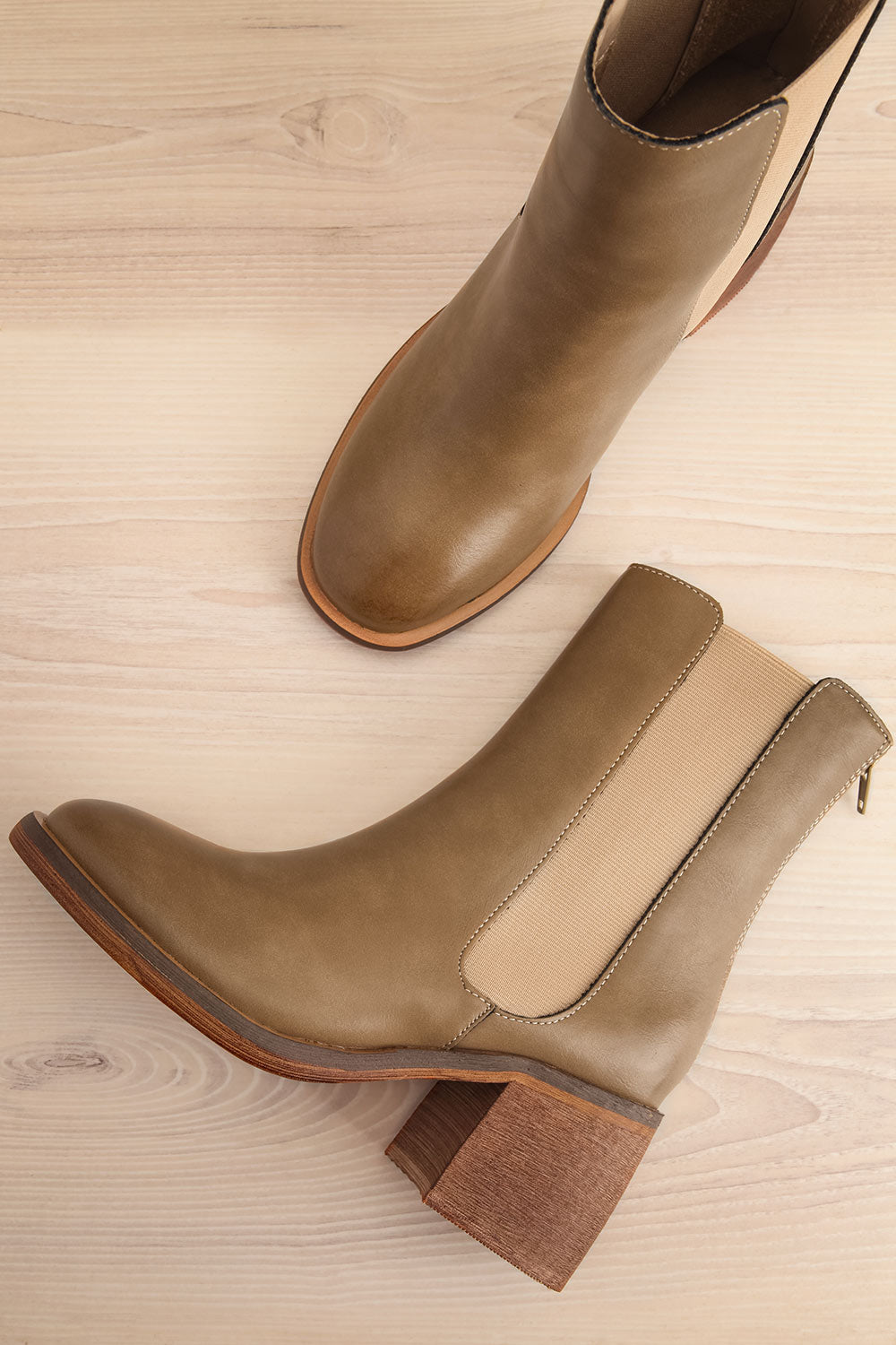 Kelso Khaki Platform Heeled Boots | La petite garçonne flat lay