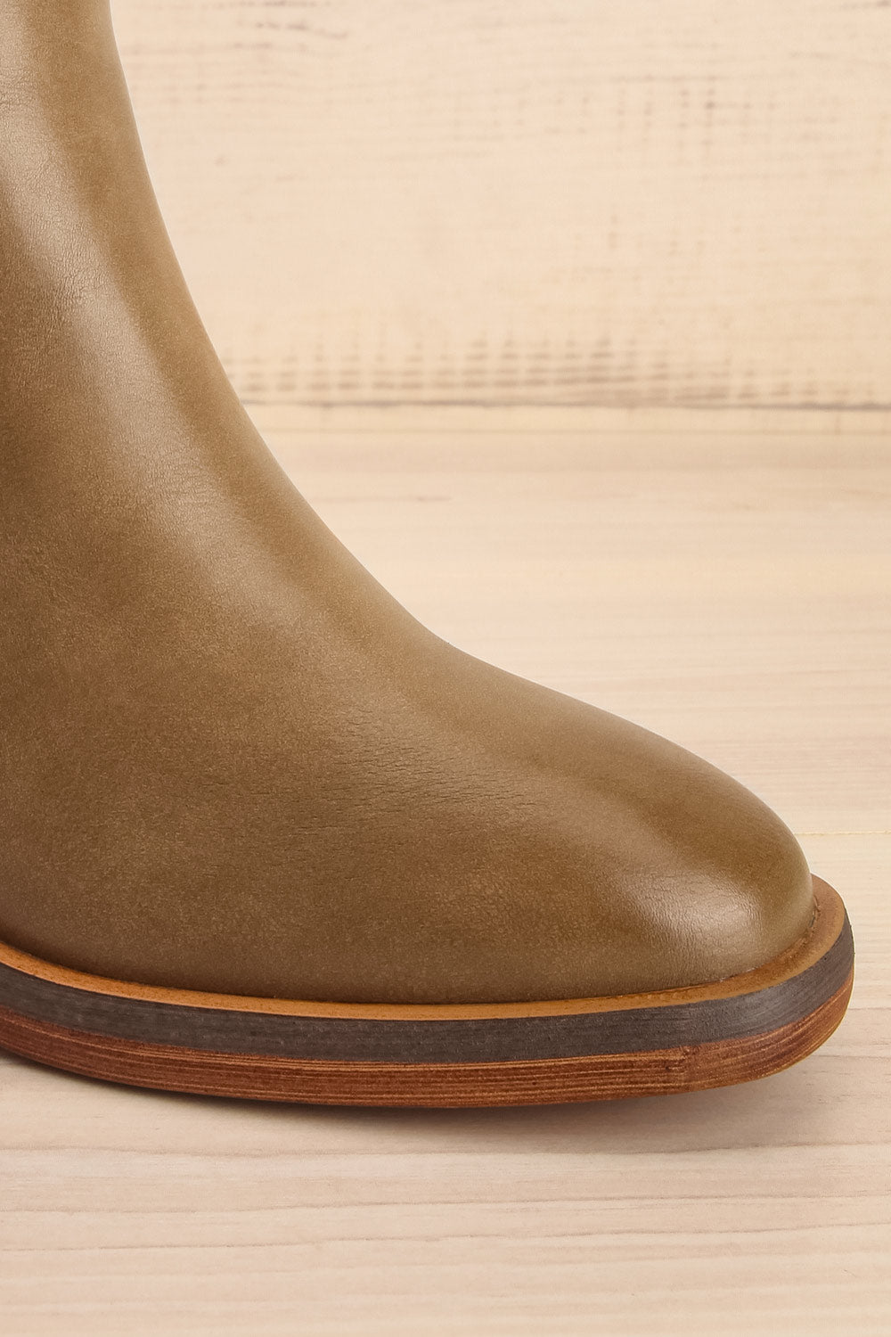 Kelso Khaki Platform Heeled Boots | La petite garçonne side