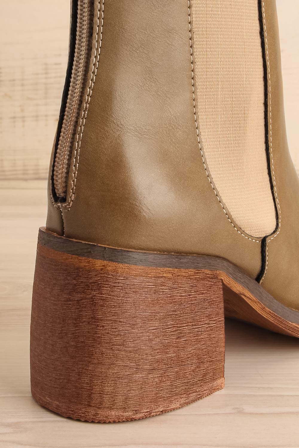 Kelso Khaki Platform Heeled Boots | La petite garçonne back