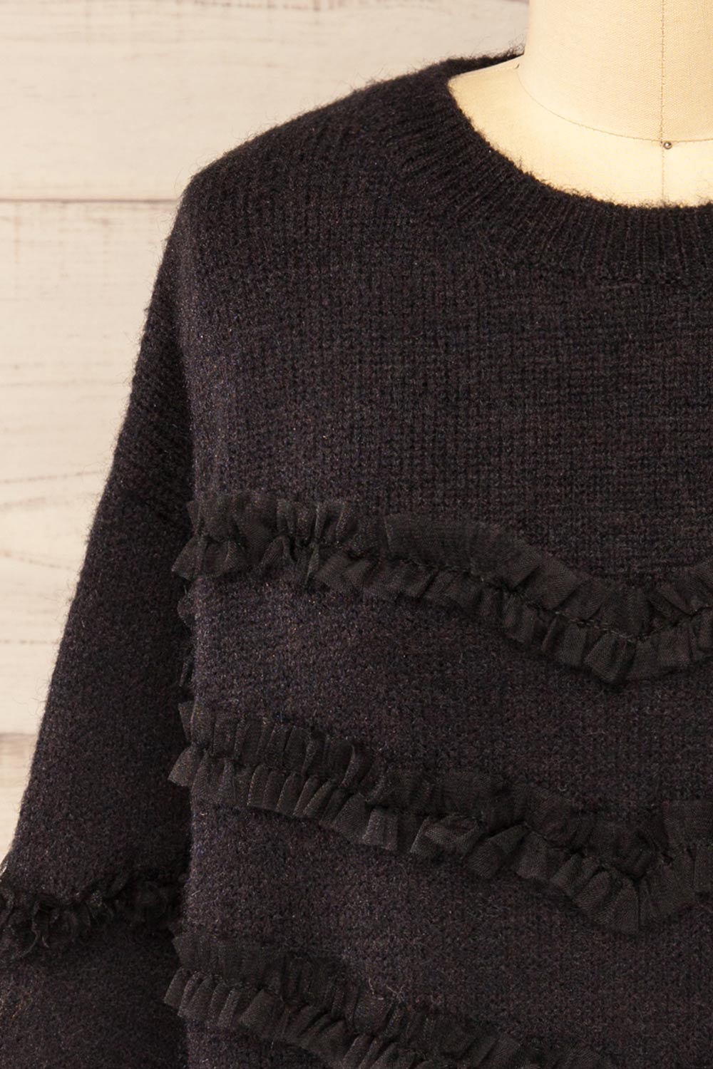Kemperbad Black Knit Sweater w/ Ruffles | La petite garçonne front