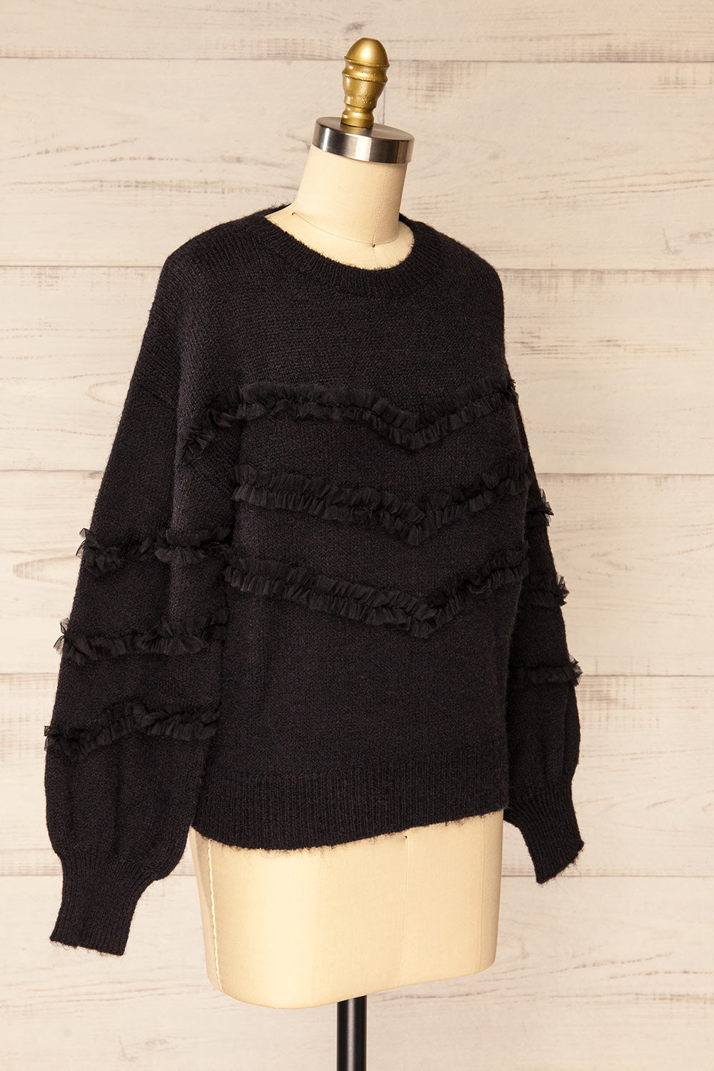 Kemperbad Black Knit Sweater w/ Ruffles | La petite garçonne side view