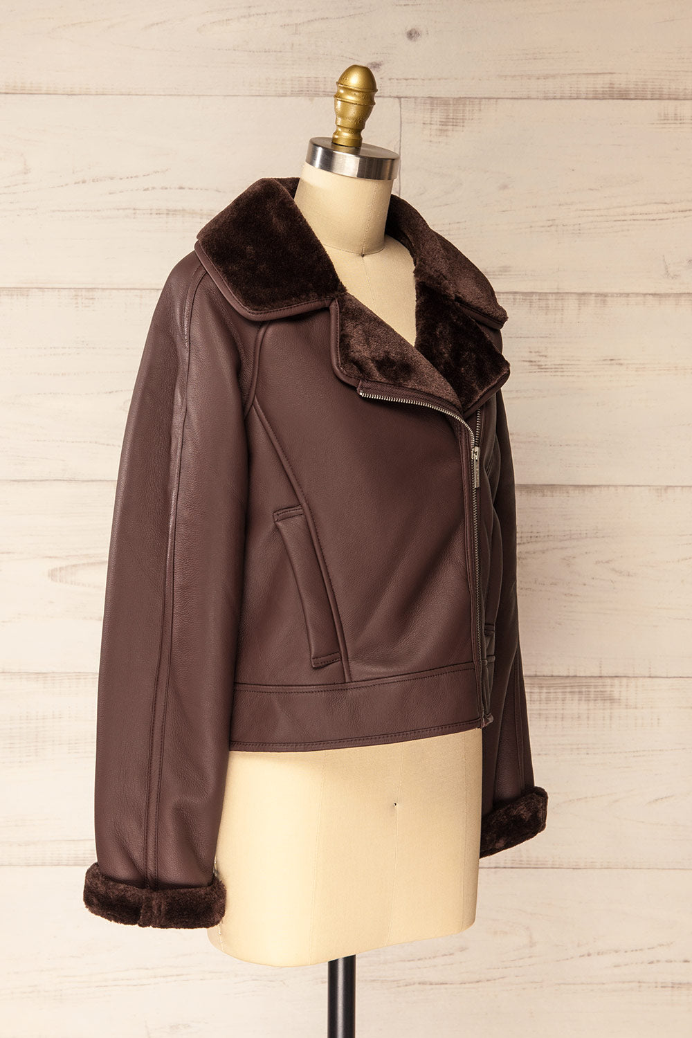 Kempsey Brown Faux Leather Coat | La petite garçonne side view