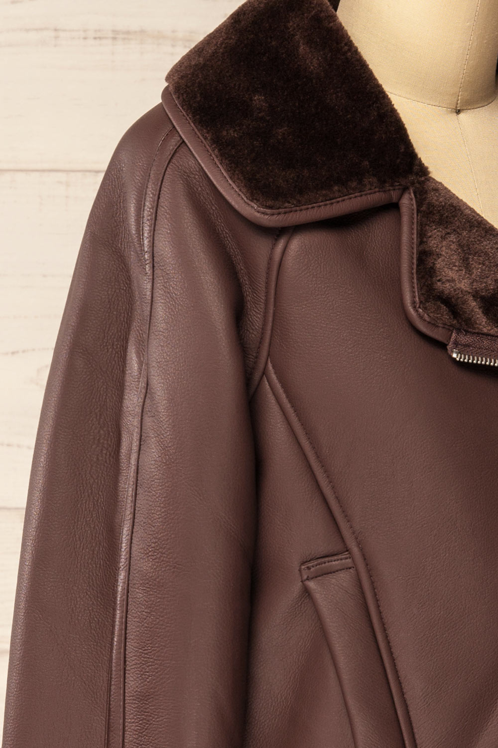 Kempsey Brown Faux Leather Coat | La petite garçonne side