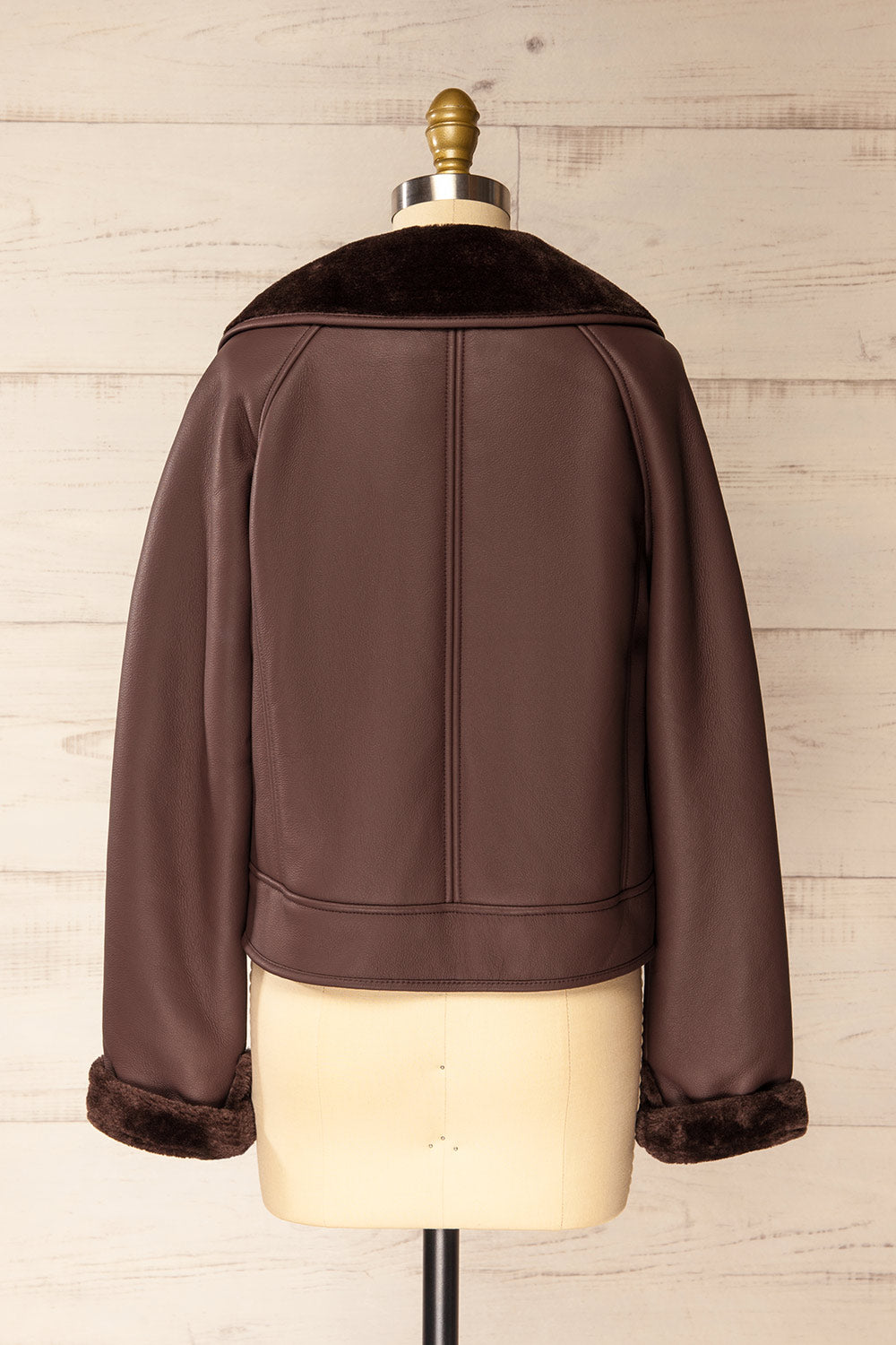 Kempsey Brown Faux Leather Coat | La petite garçonne back view