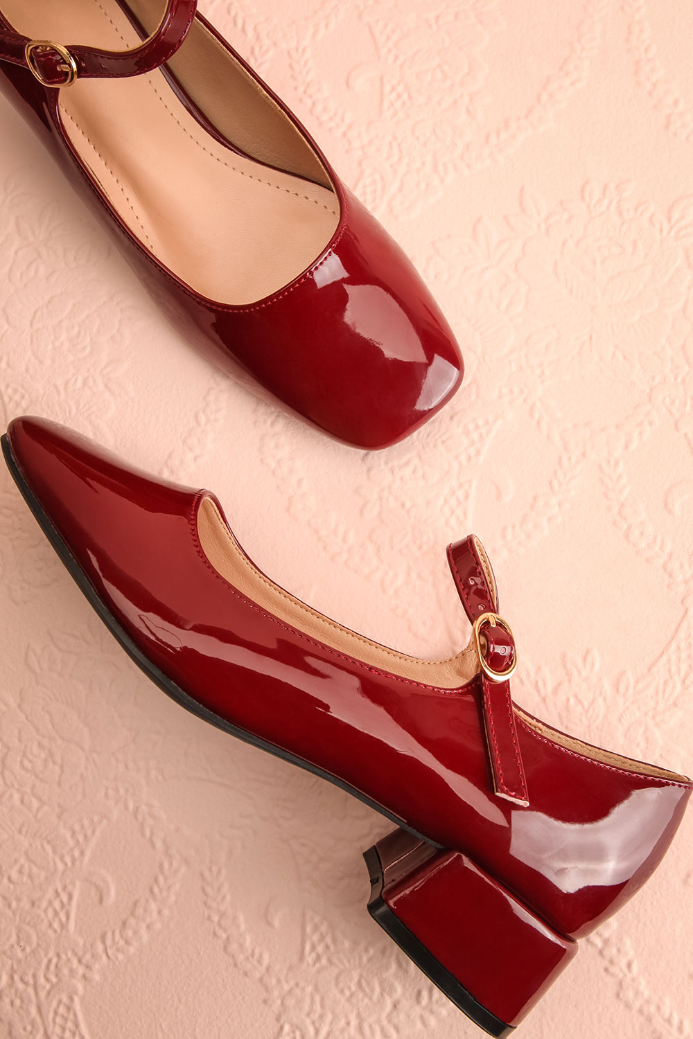 Kerati Burgundy Square Toe Mary Jane Heels Boutique 1861