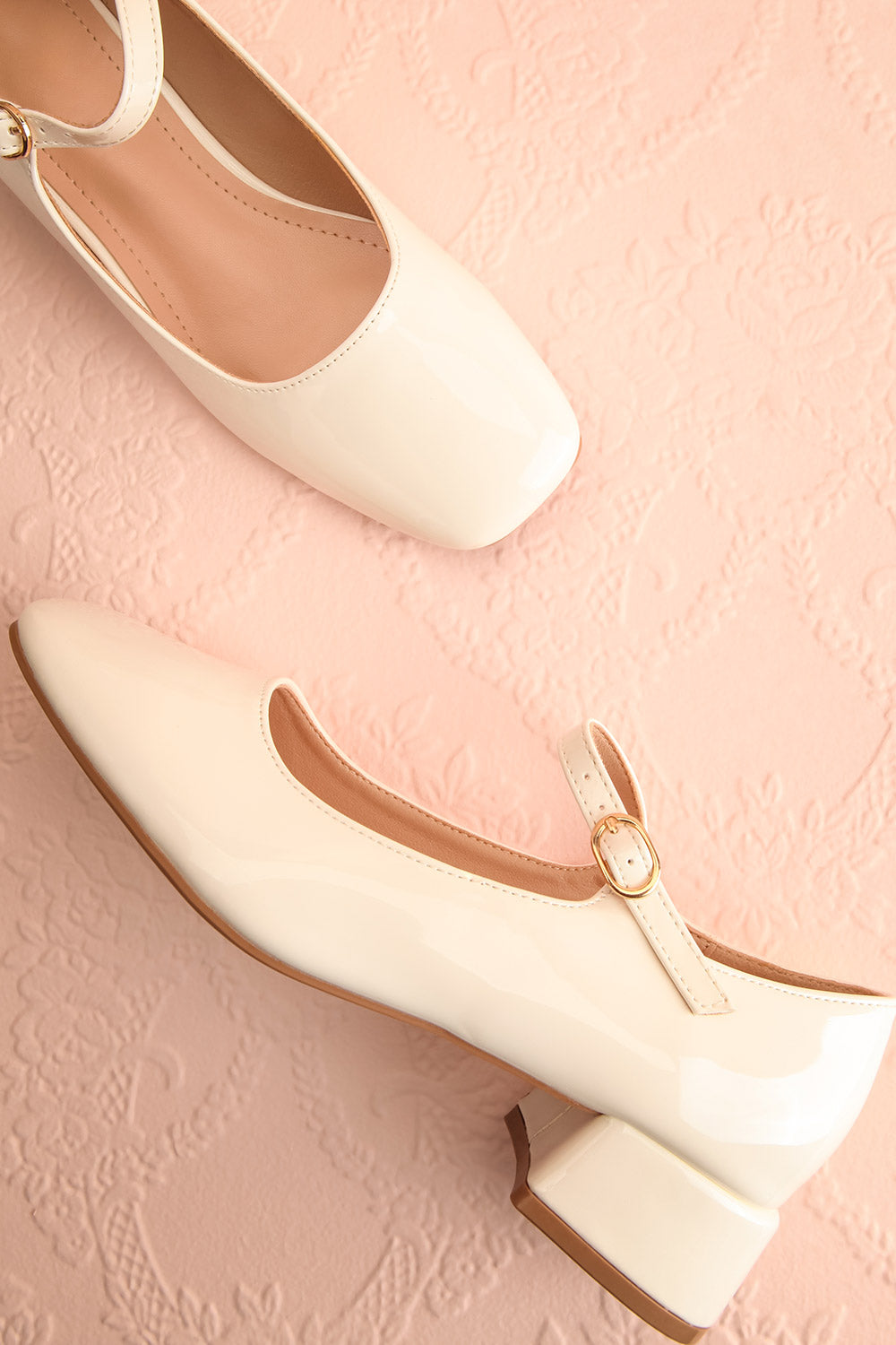 Kerati Ivory Square Toe Mary Jane Heels | Boutique 1861 flat view