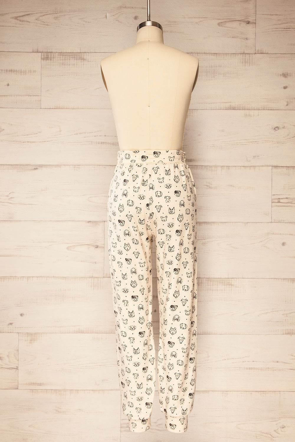 Kerry Beige Pyjama Joggers w/ Dog Print | La petite garçonne back view