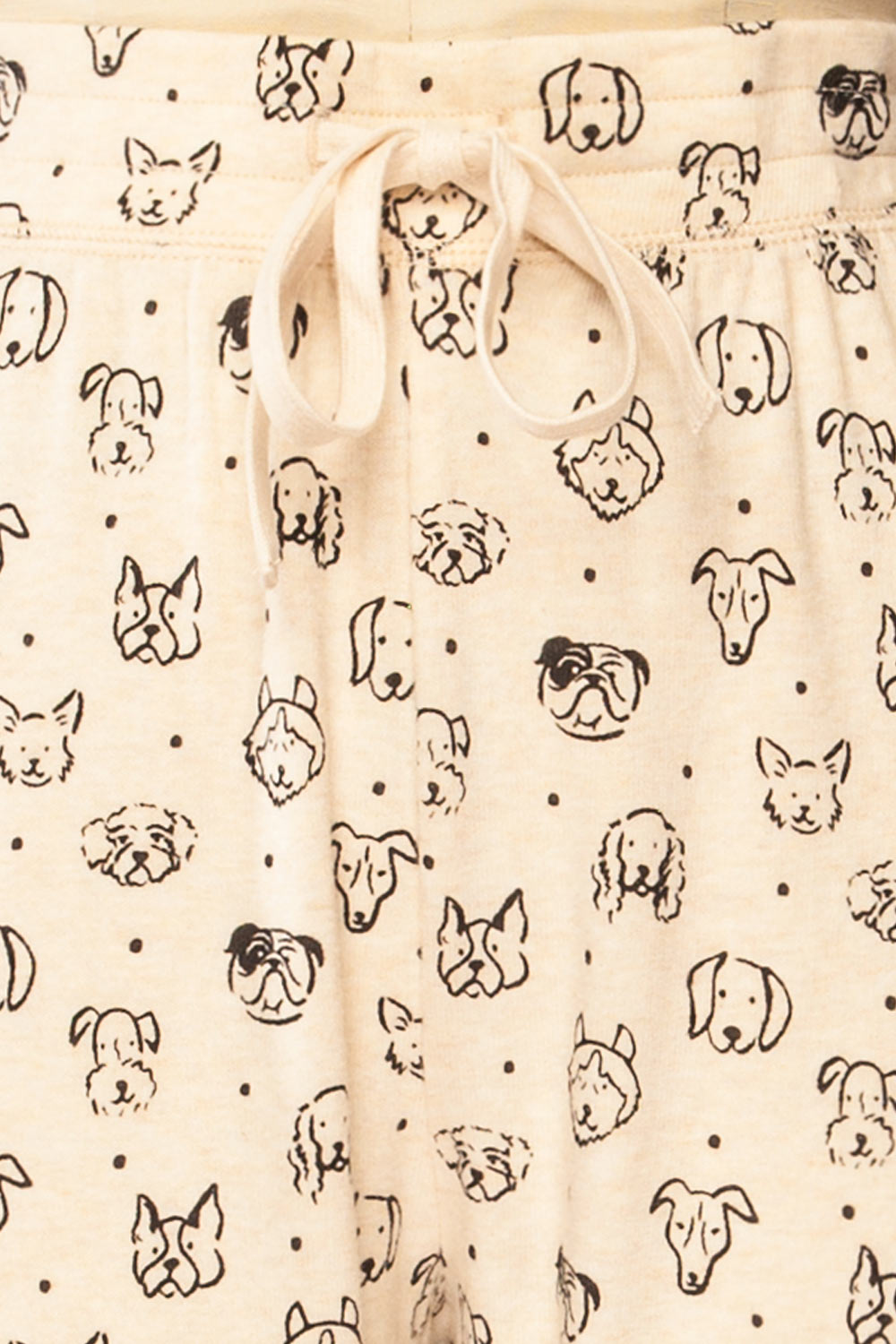 Kerry Beige Pyjama Joggers w/ Dog Print | La petite garçonne fabric