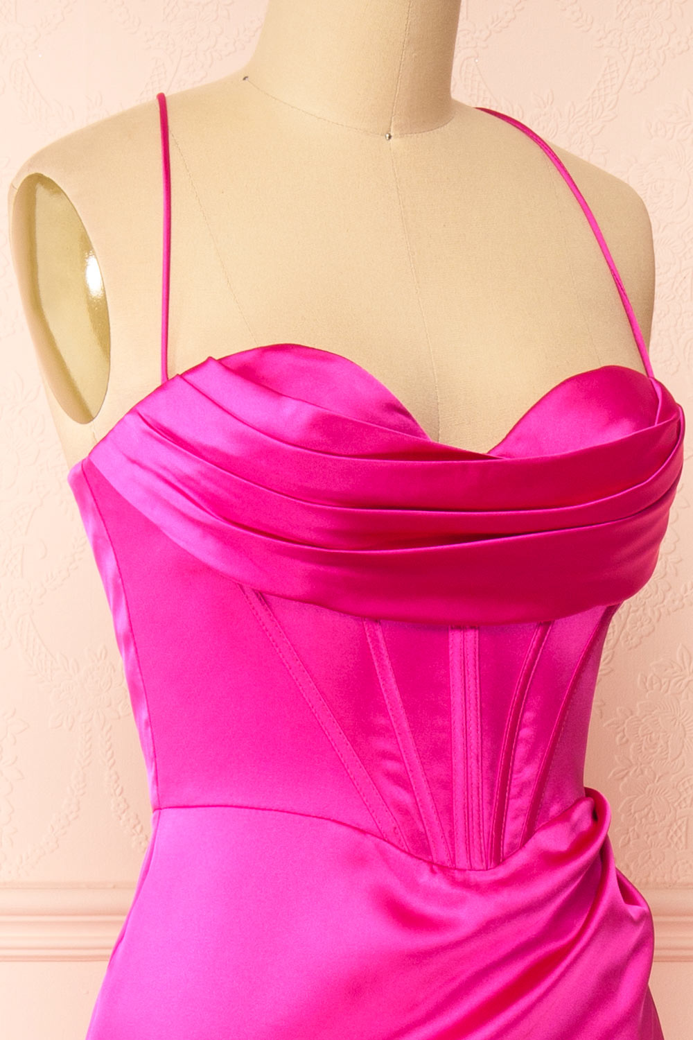 Kesha Fuchsia Corset Cowl Neck Maxi Dress | Boutique 1861 side