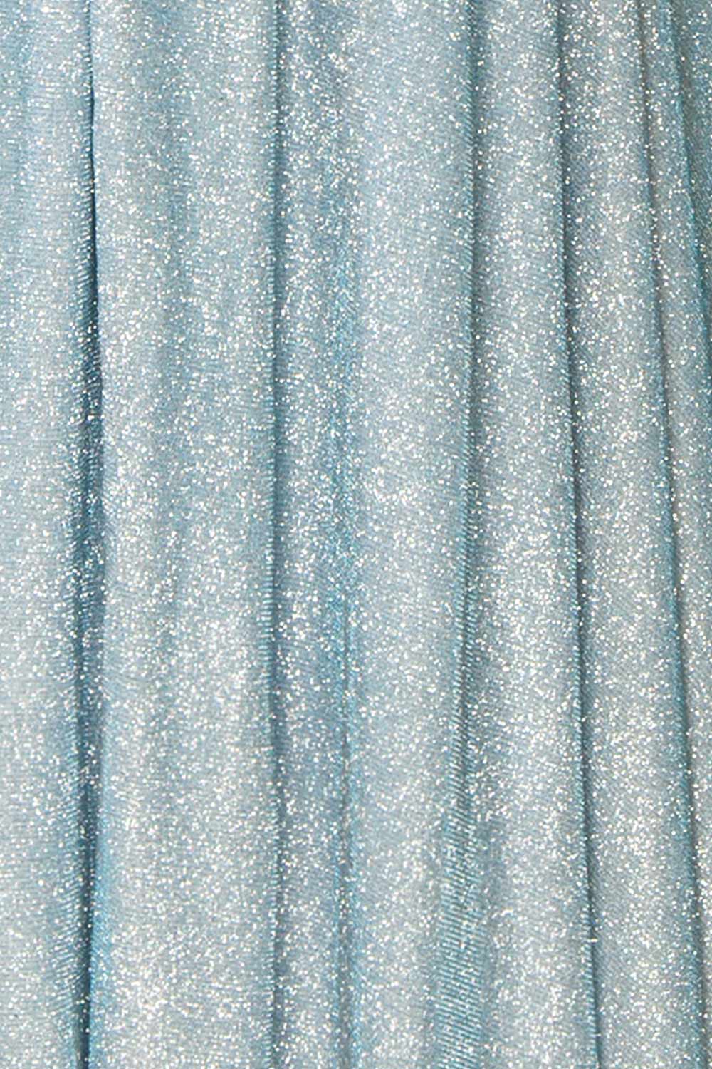 Ketia Light Blue Sparkly Maxi Dress w/ V-Neckline | Boutique 1861 fabric