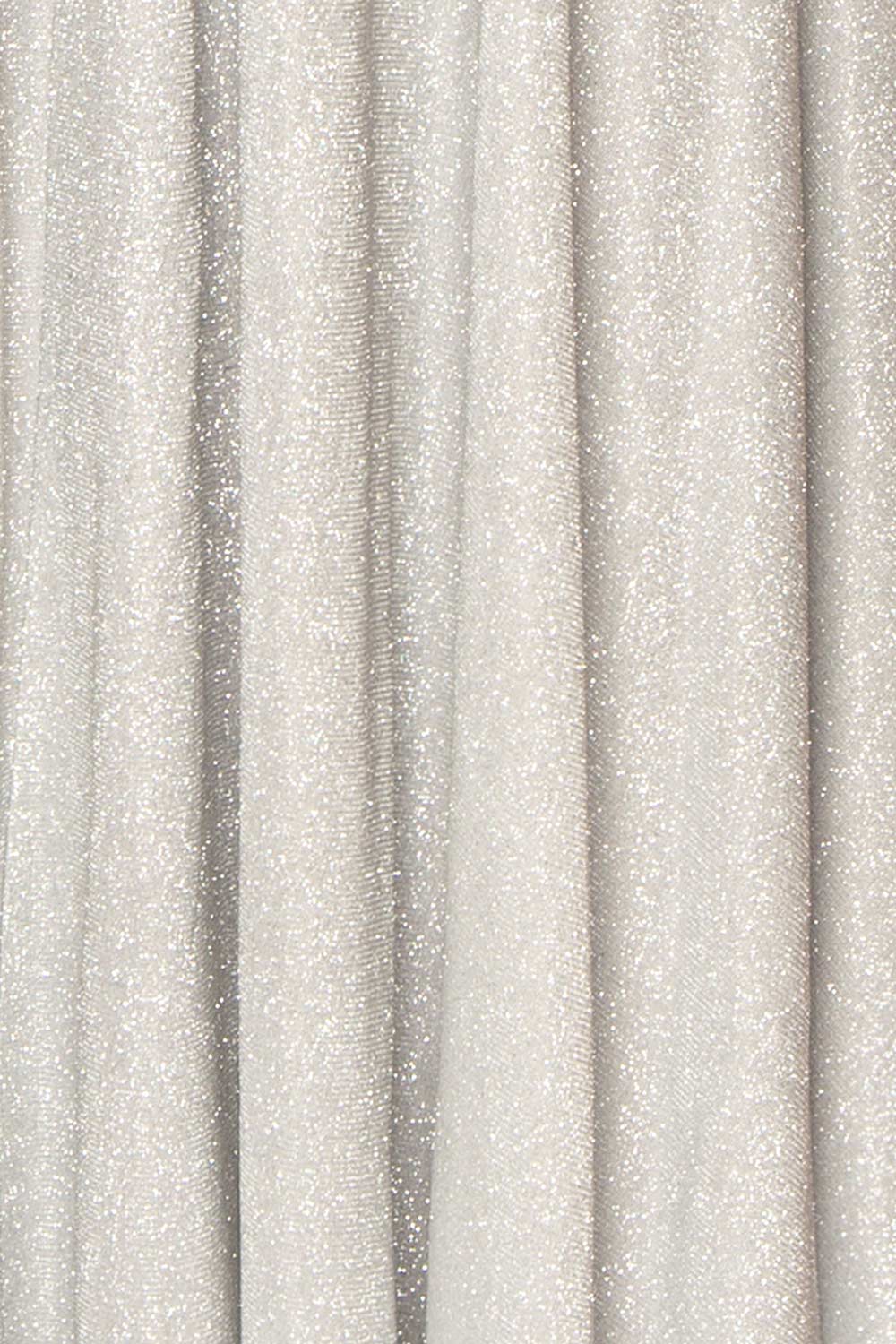 Ketia Silver Sparkly Maxi Dress w/ V-Neckline | Boutique 1861 fabric