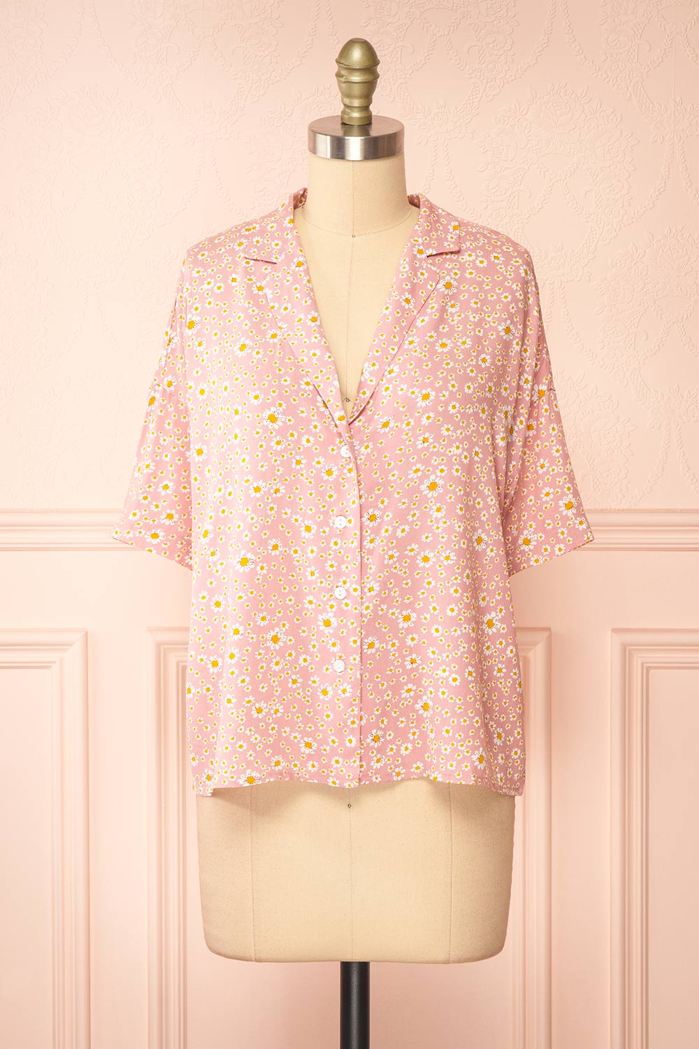 Keza Pink Blouse w/ Floral Pattern | Boutique 1861 front view