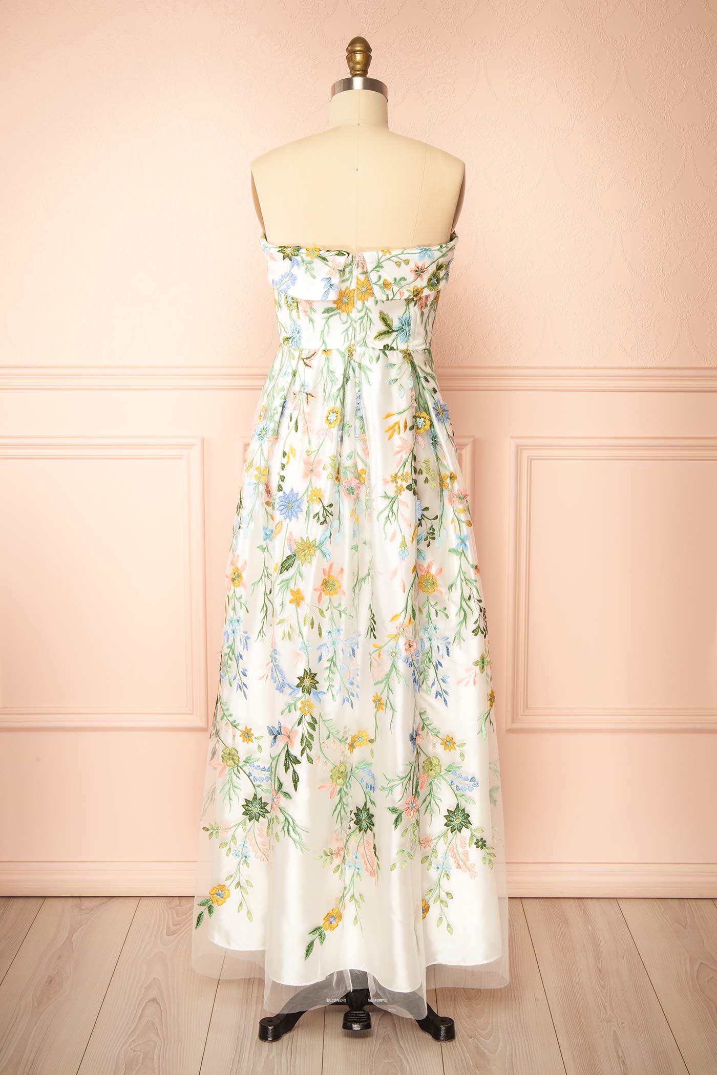 Keziah Strapless Floral Maxi Dress with Embroidery | Boutique 1861 back