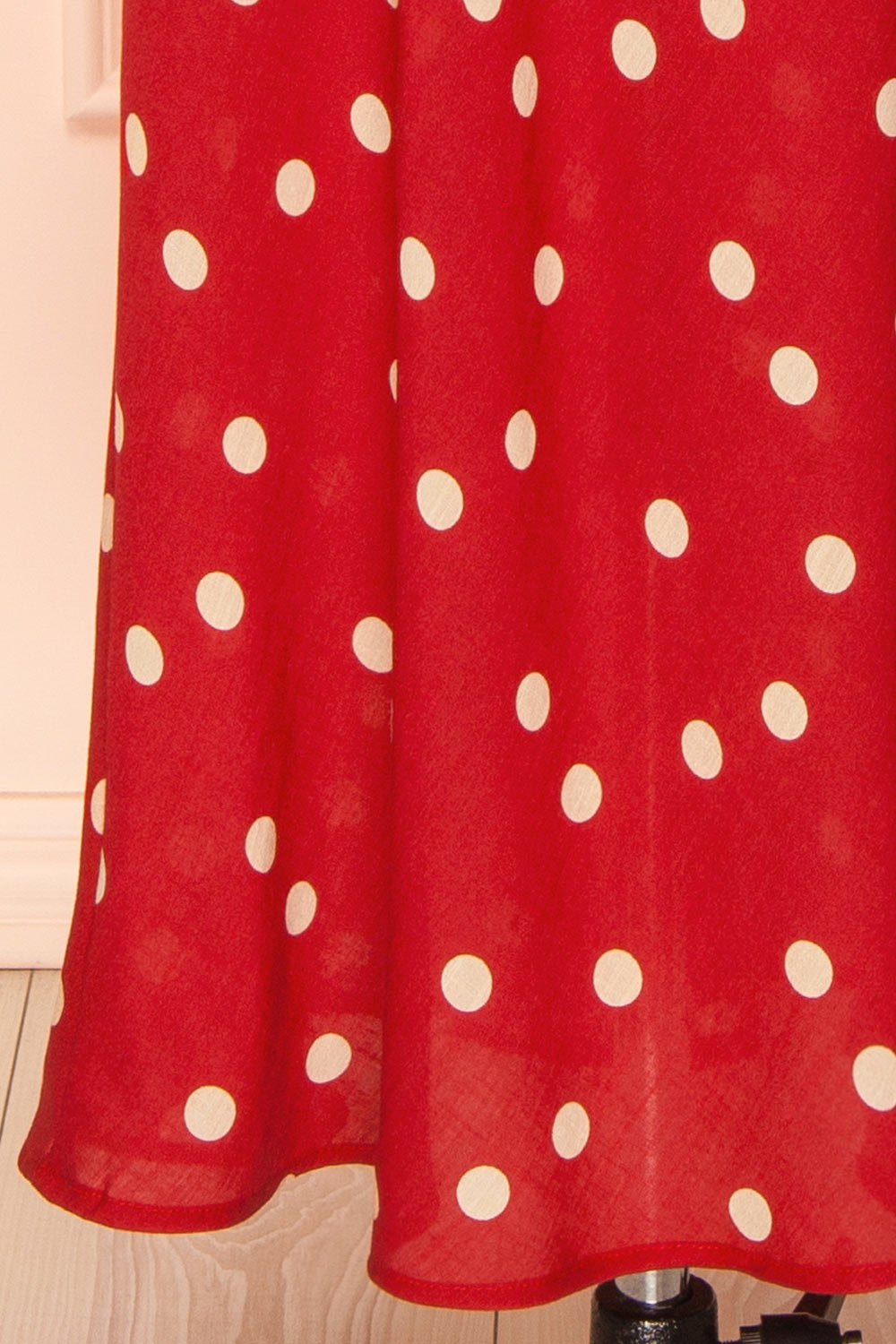 Khatiba Long Red Dress with Polka Dots and Slit | Boutique 1861 bottom