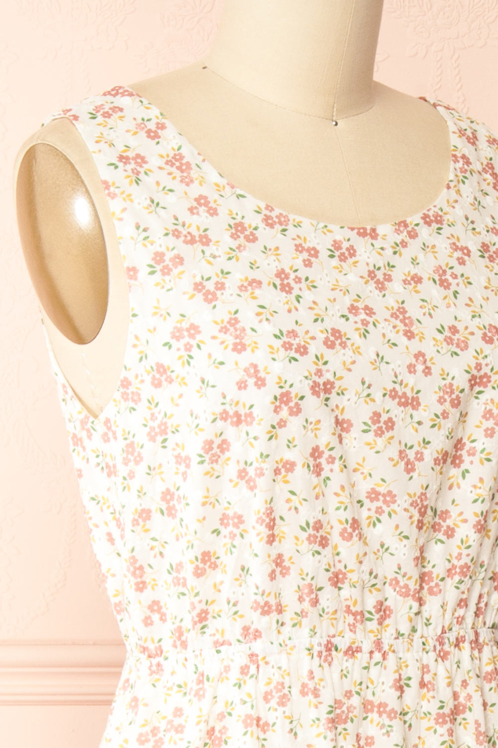 Khady Midi Eyelet Floral Dress with Slits | Boutique 1861 side