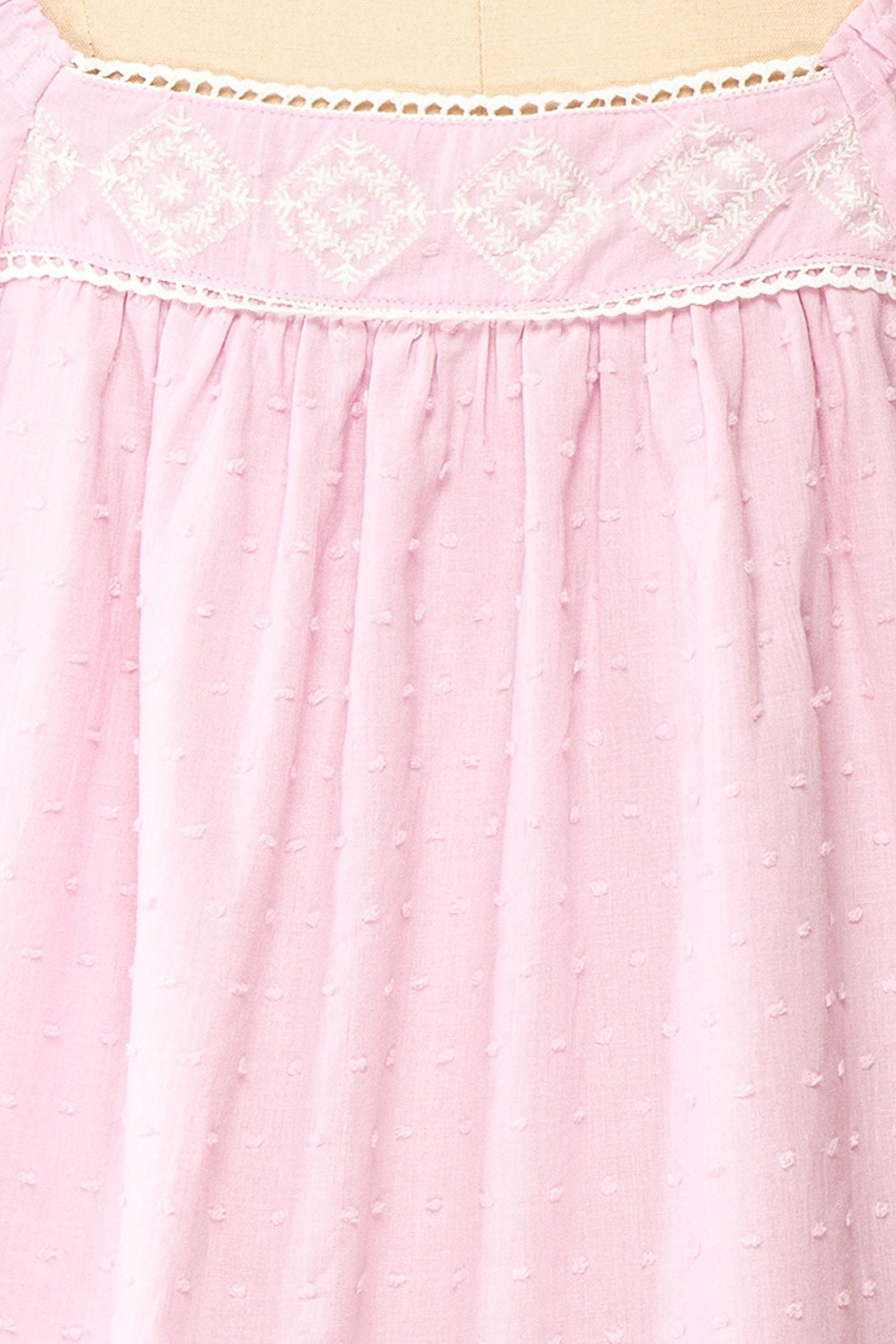 Khalesy Pink Short Sleeve Top w/ Embroidery | Boutique 1861 fabric