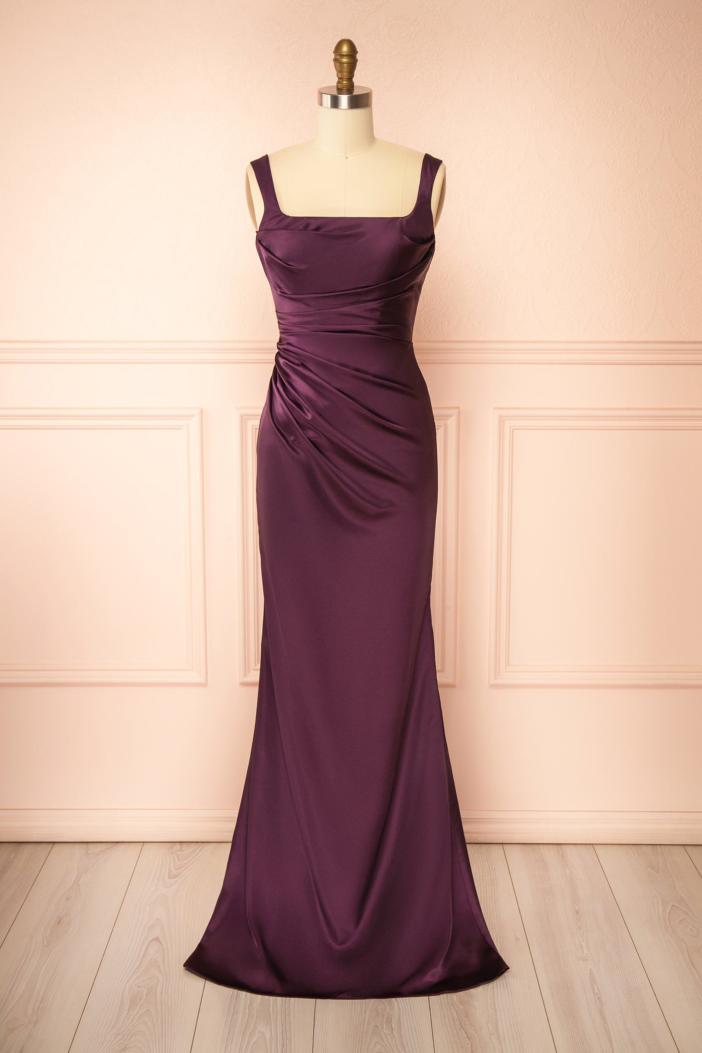 Khaly Violet | Robe Satinée avec Dos Lacé